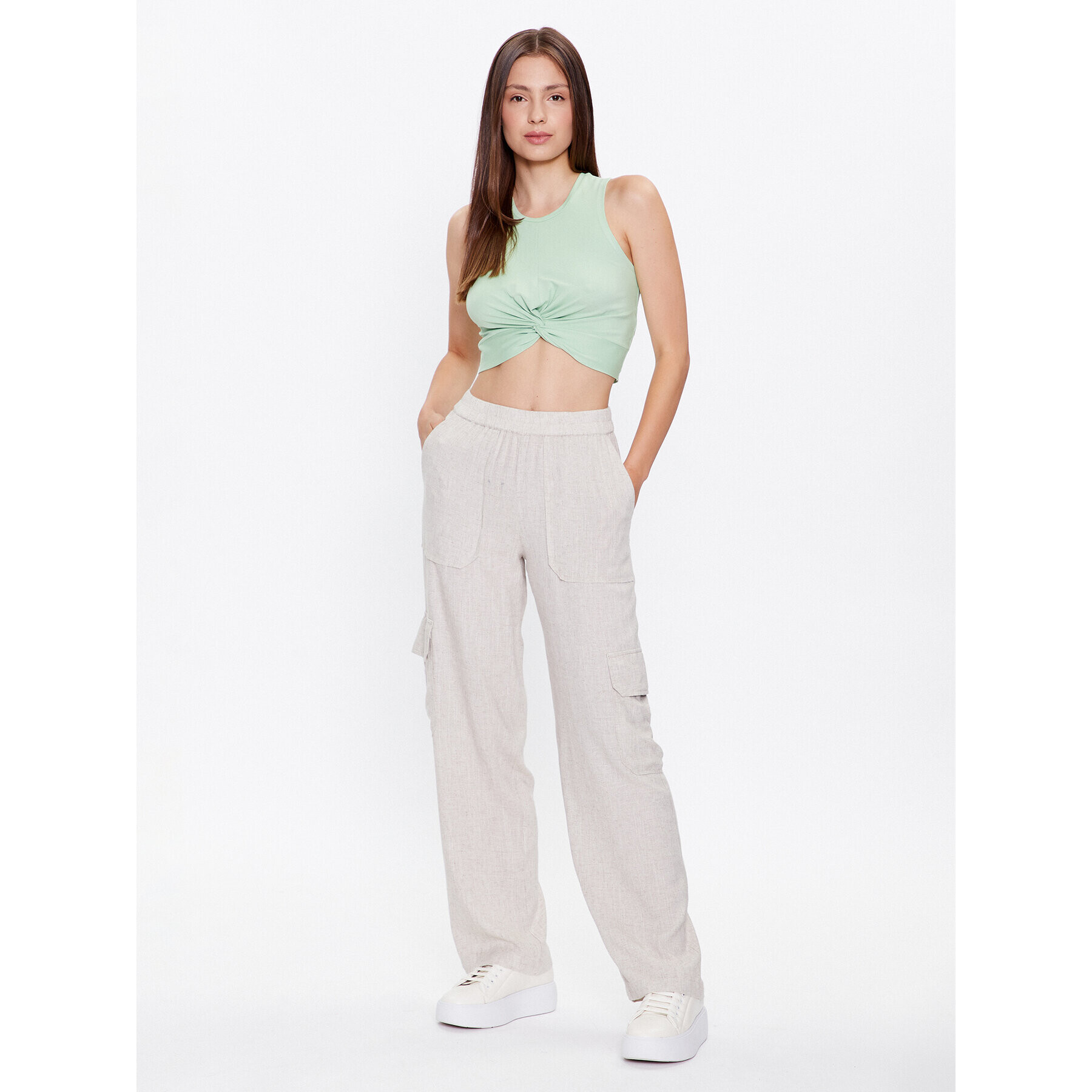 Noisy May Текстилни панталони Leilani 27027794 Бежов Regular Fit - Pepit.bg