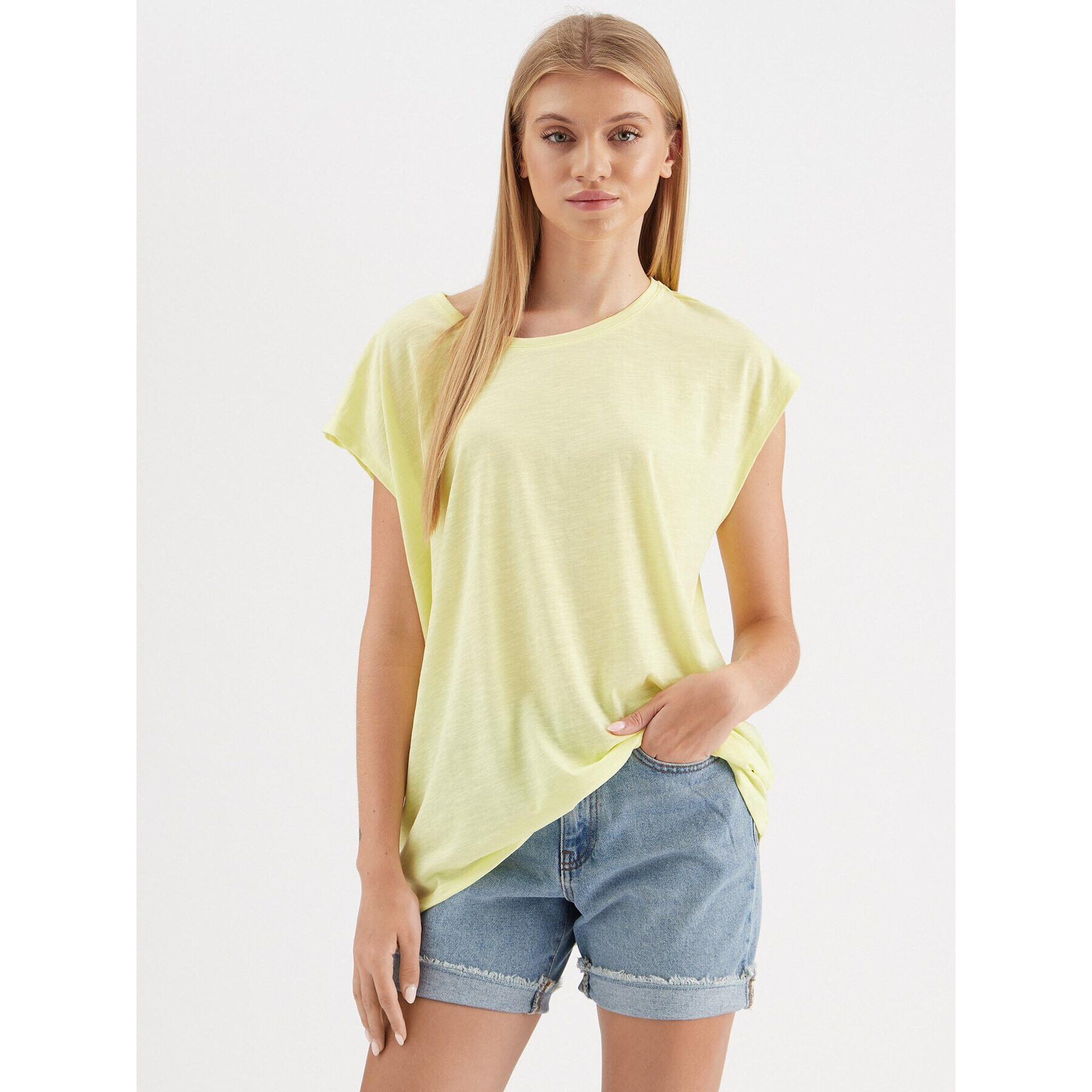 Noisy May Тишърт Mathilde 27002573 Жълт Oversize - Pepit.bg
