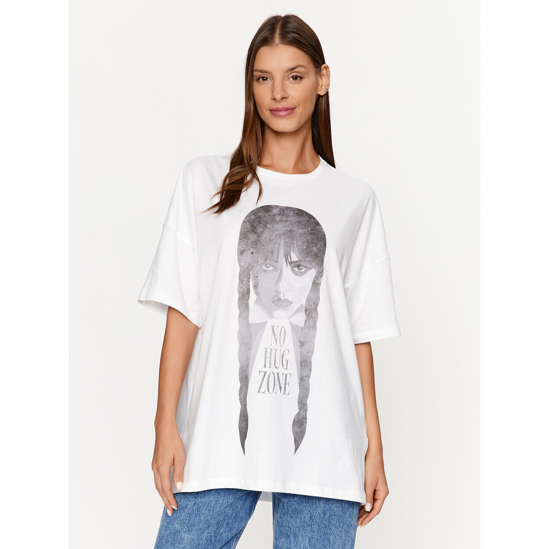 Noisy May Тишърт Curly 27029688 Бял Oversize - Pepit.bg