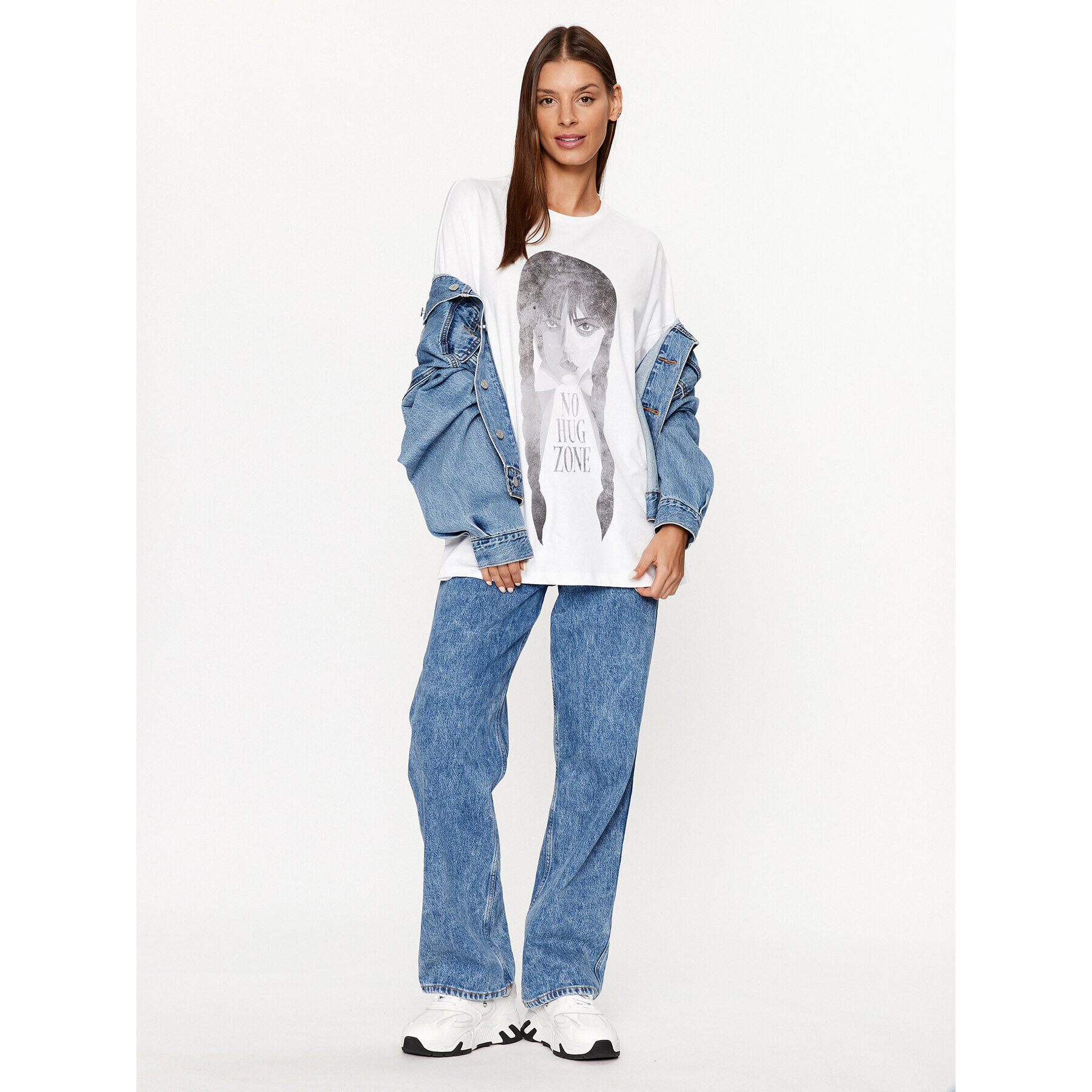 Noisy May Тишърт Curly 27029688 Бял Oversize - Pepit.bg