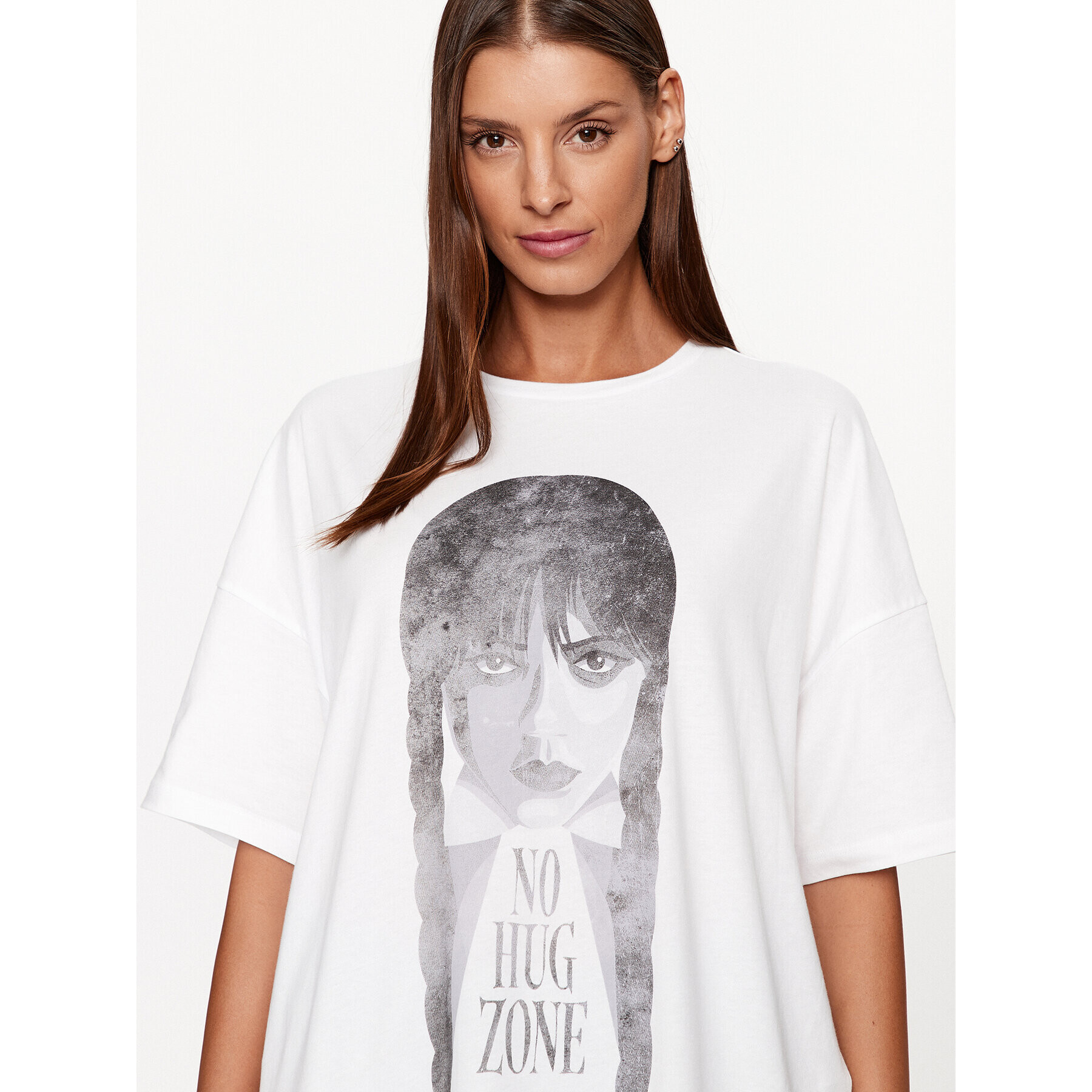 Noisy May Тишърт Curly 27029688 Бял Oversize - Pepit.bg