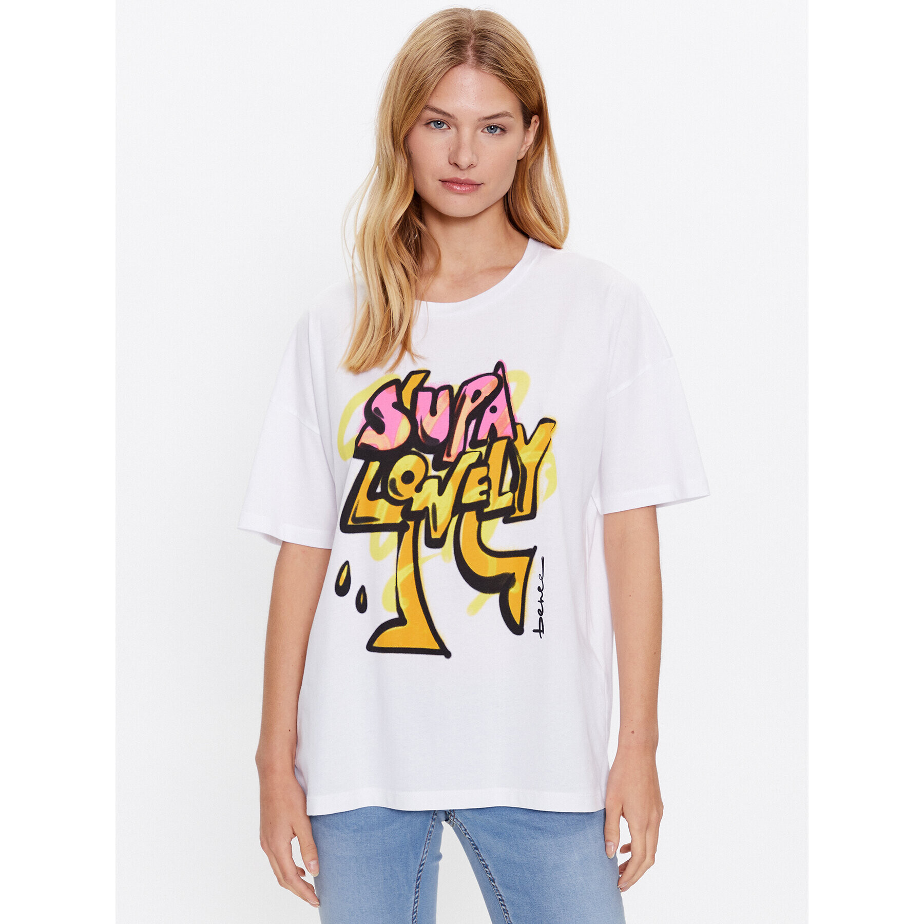 Noisy May Тишърт Ida 27024415 Бял Oversize - Pepit.bg