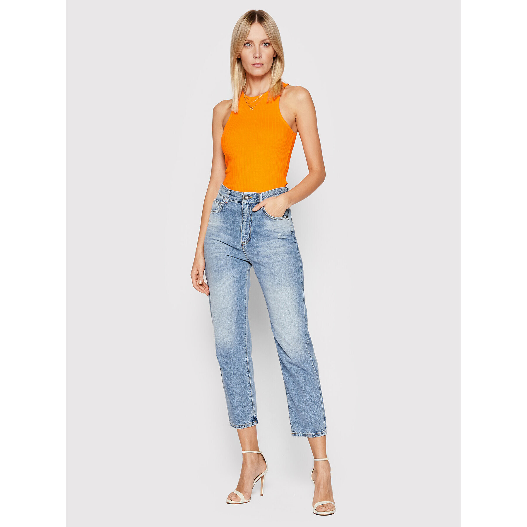 Noisy May топ Paula 27020865 Оранжев Slim Fit - Pepit.bg