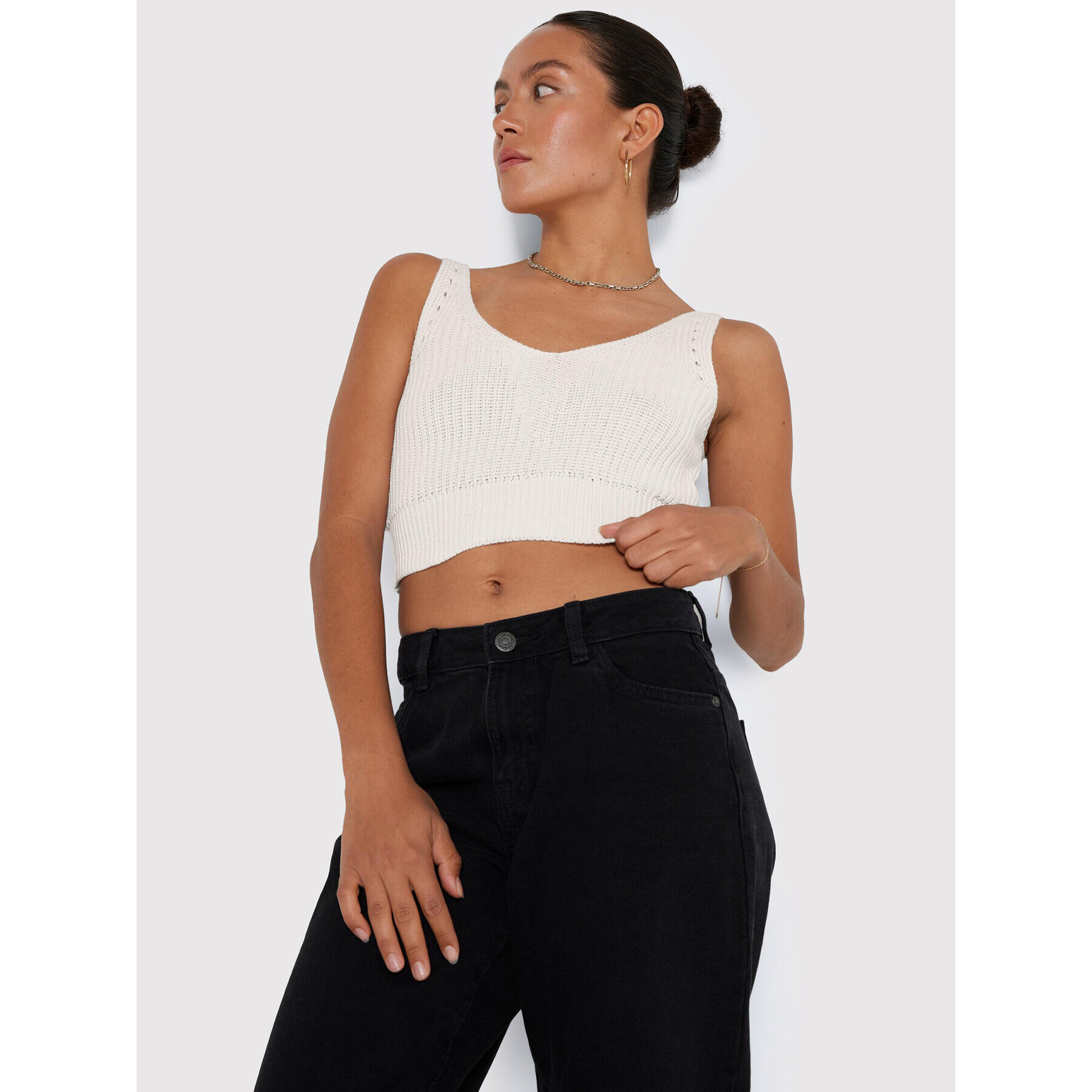 Noisy May топ Sara 27020432 Бял Slim Fit - Pepit.bg