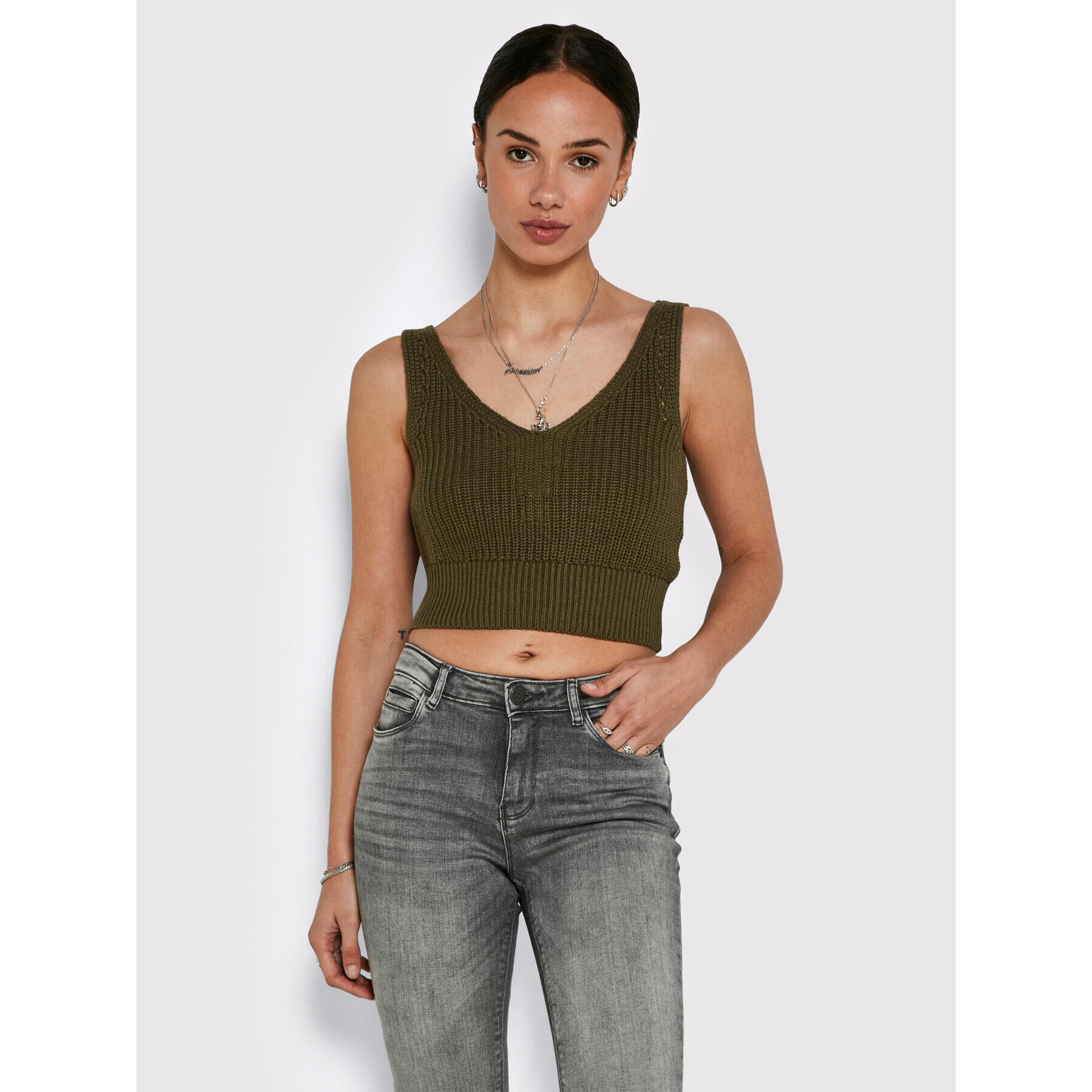 Noisy May топ Sara 27020432 Зелен Slim Fit - Pepit.bg