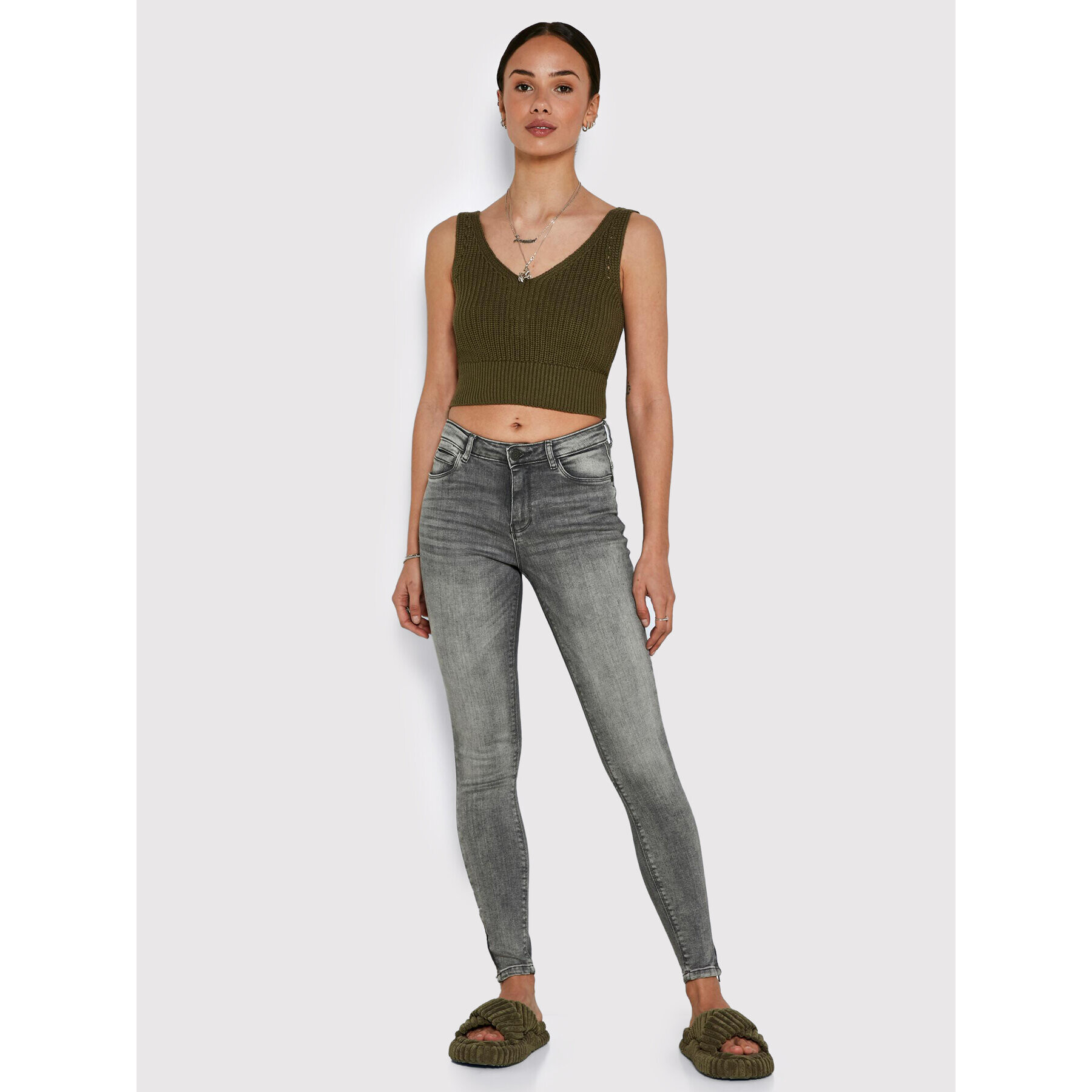 Noisy May топ Sara 27020432 Зелен Slim Fit - Pepit.bg