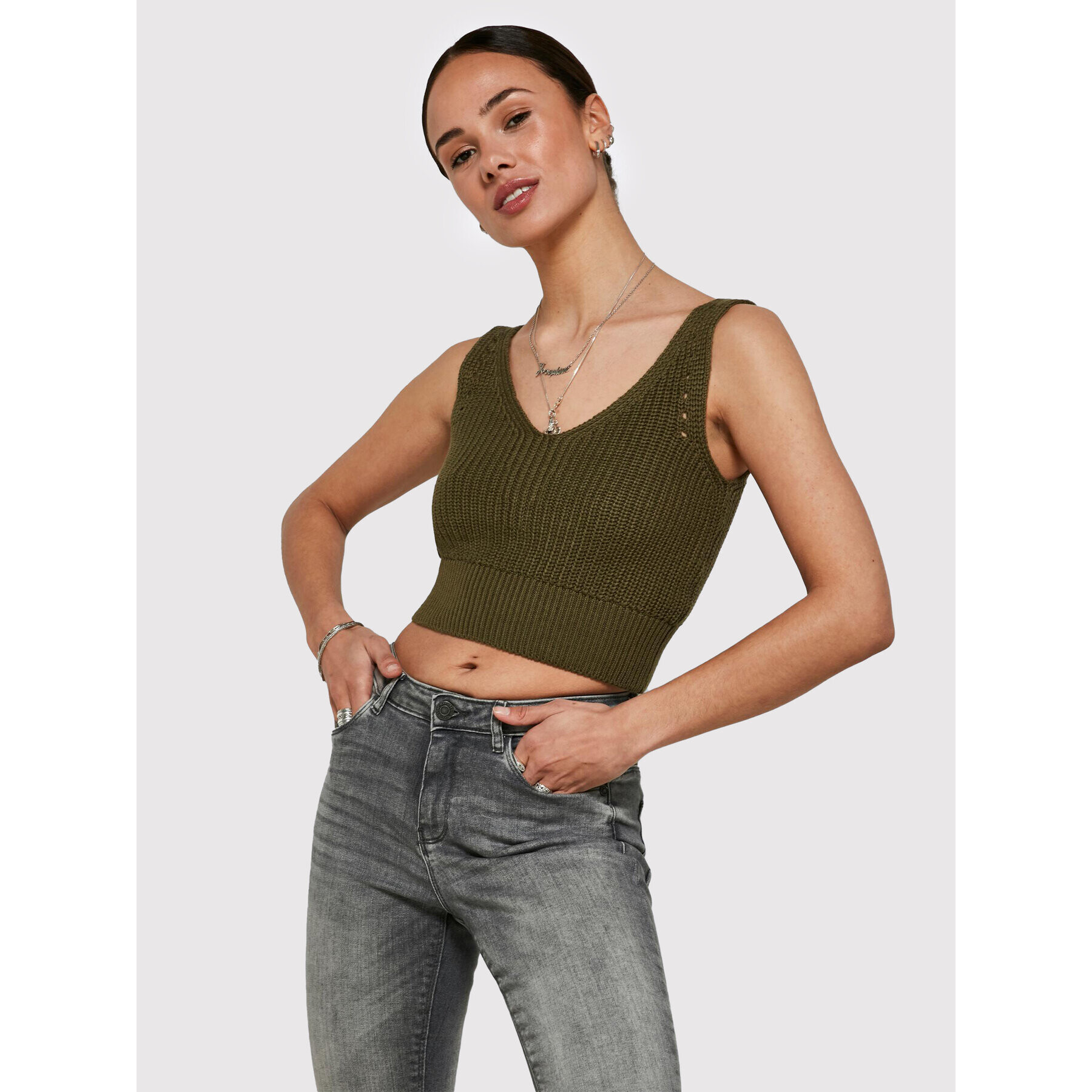 Noisy May топ Sara 27020432 Зелен Slim Fit - Pepit.bg