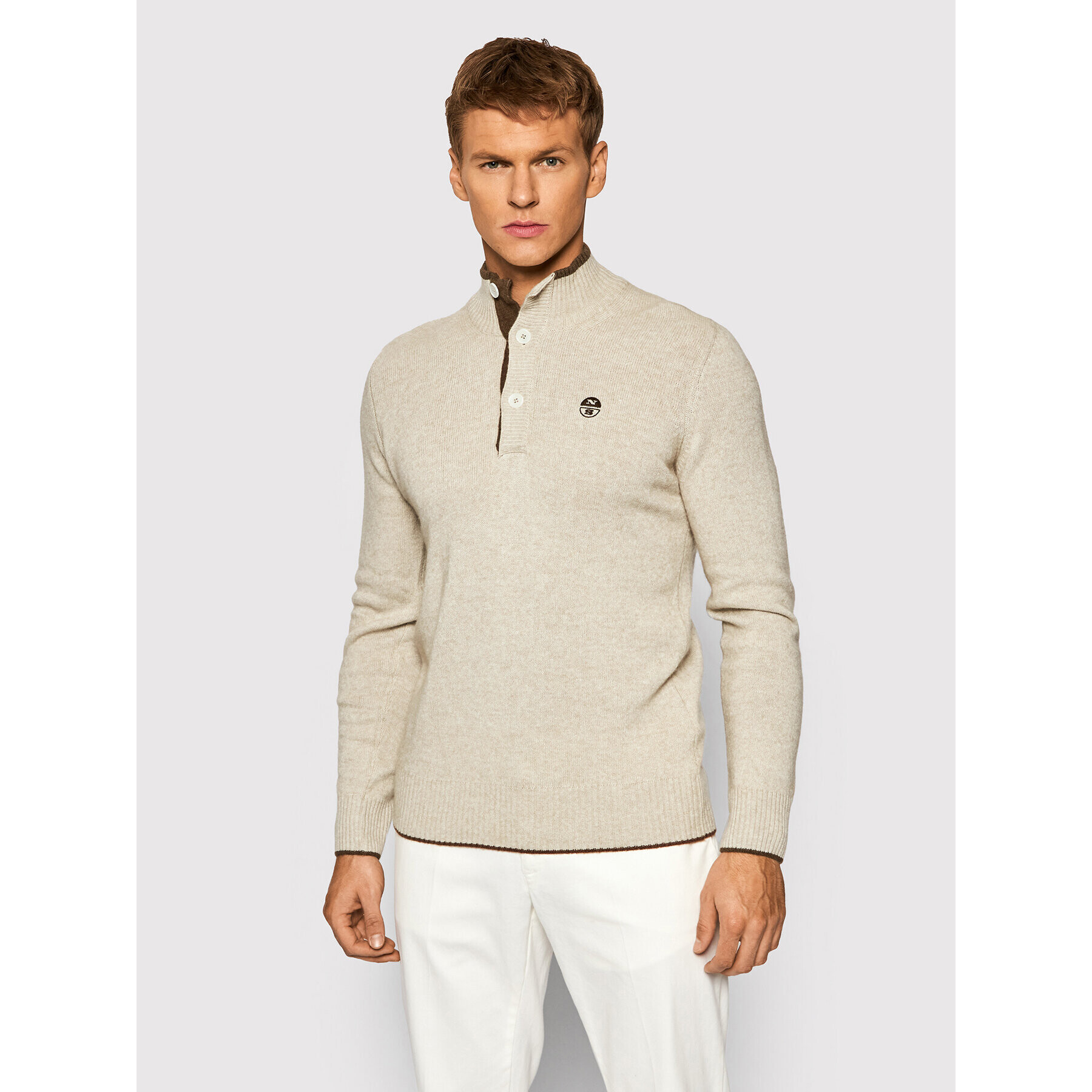 North Sails Пуловер 699449 Бежов Regular Fit - Pepit.bg