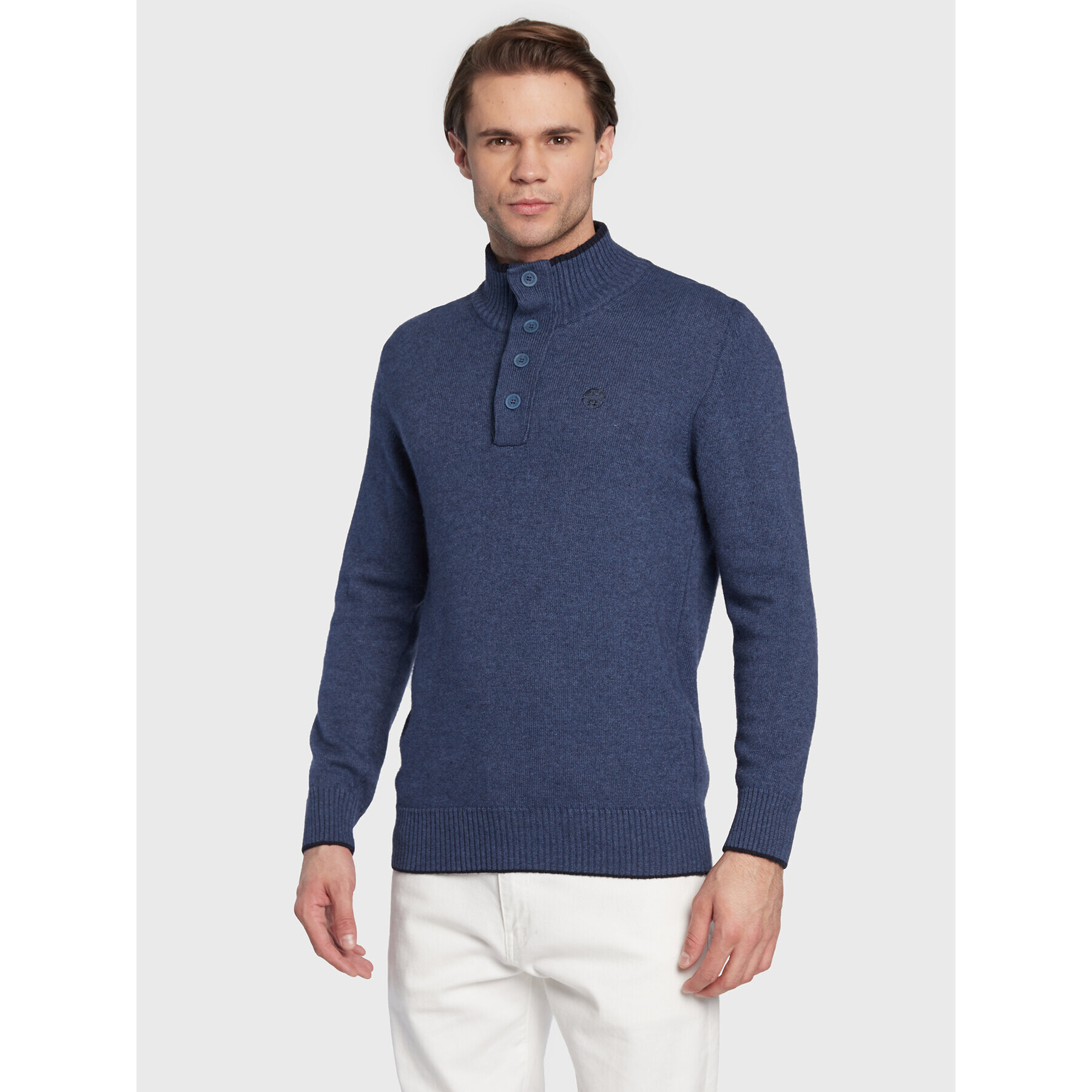 North Sails Пуловер Half Button 699515 Син Regular Fit - Pepit.bg