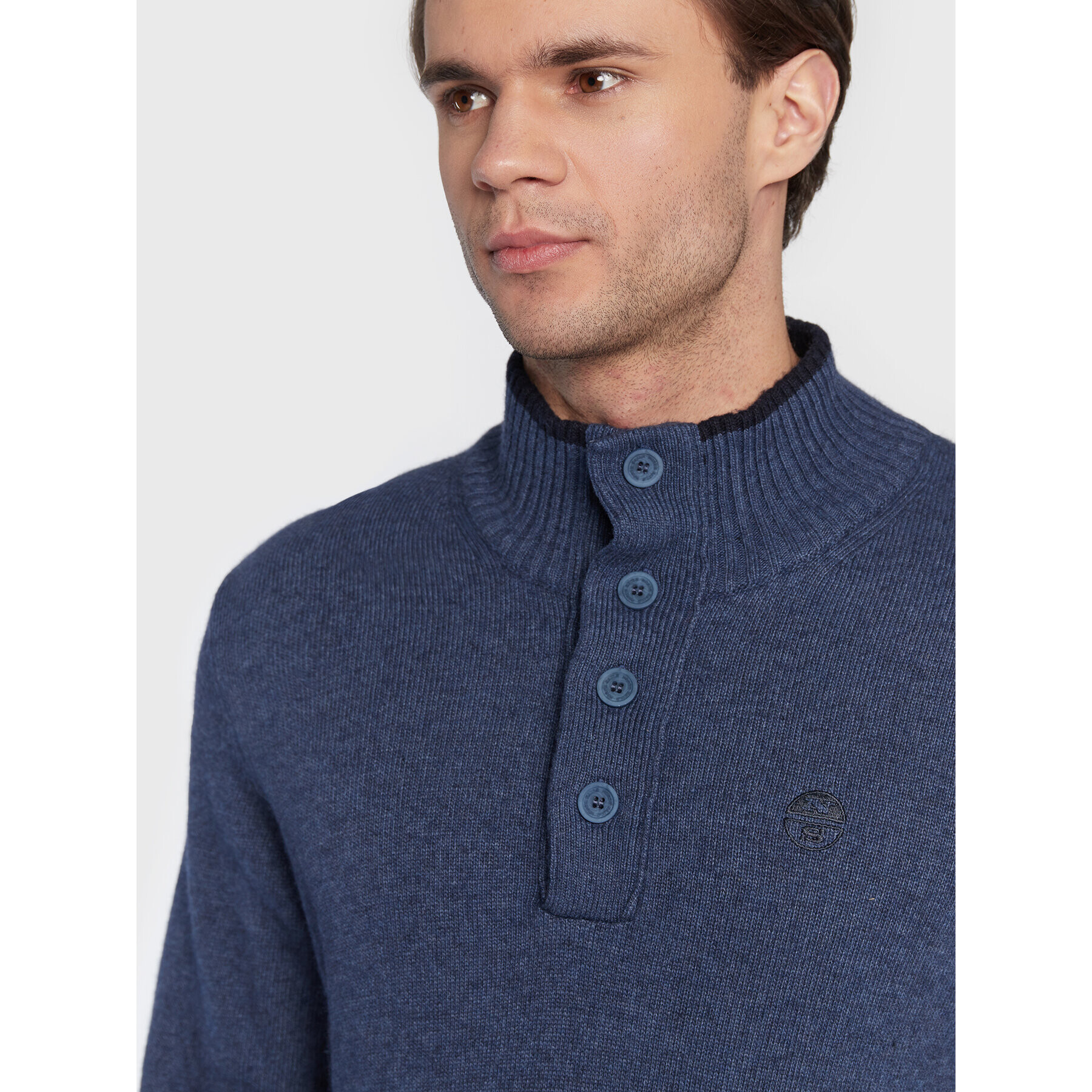 North Sails Пуловер Half Button 699515 Син Regular Fit - Pepit.bg