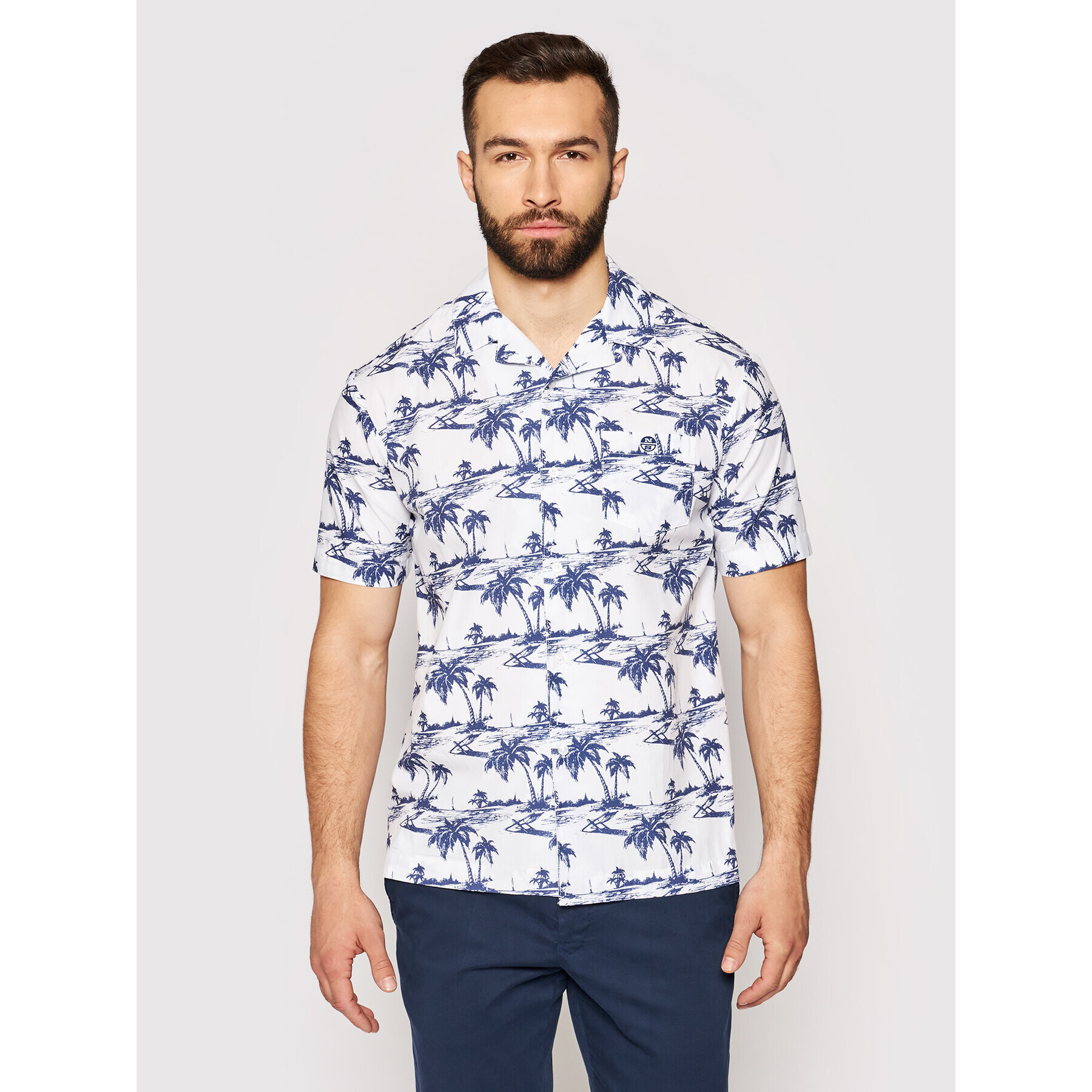 North Sails Риза S/S Riviera Collar 664022 Бял Regular Fit - Pepit.bg