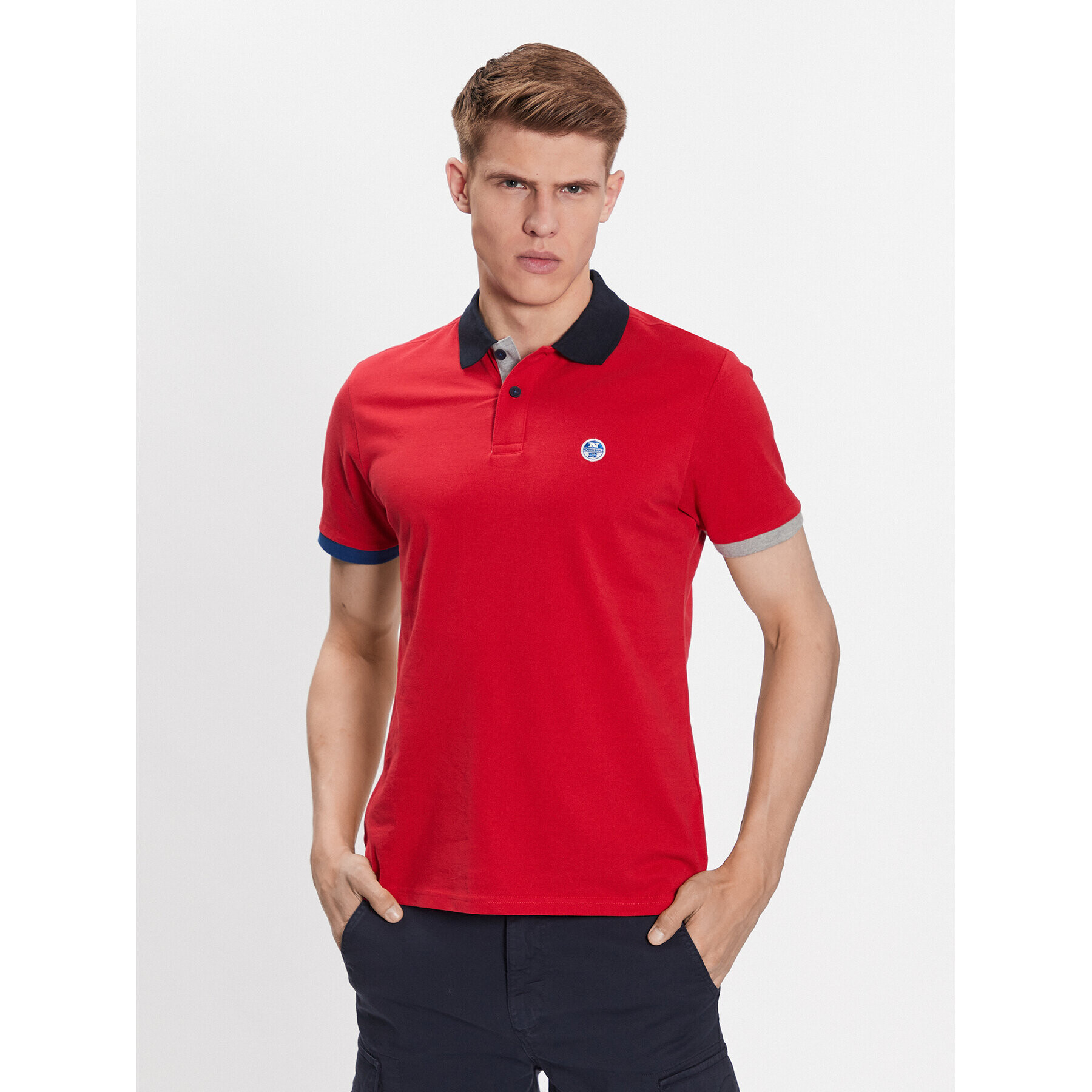 North Sails Тениска с яка и копчета 692398 Червен Regular Fit - Pepit.bg