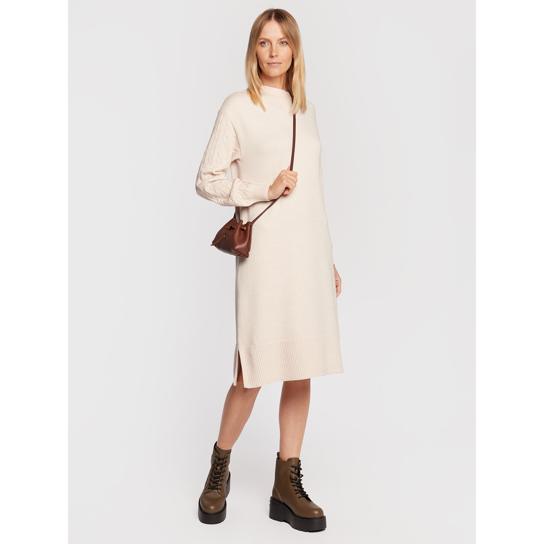 Olsen Плетена рокля Global Traveller 13001667 Екрю Regular Fit - Pepit.bg