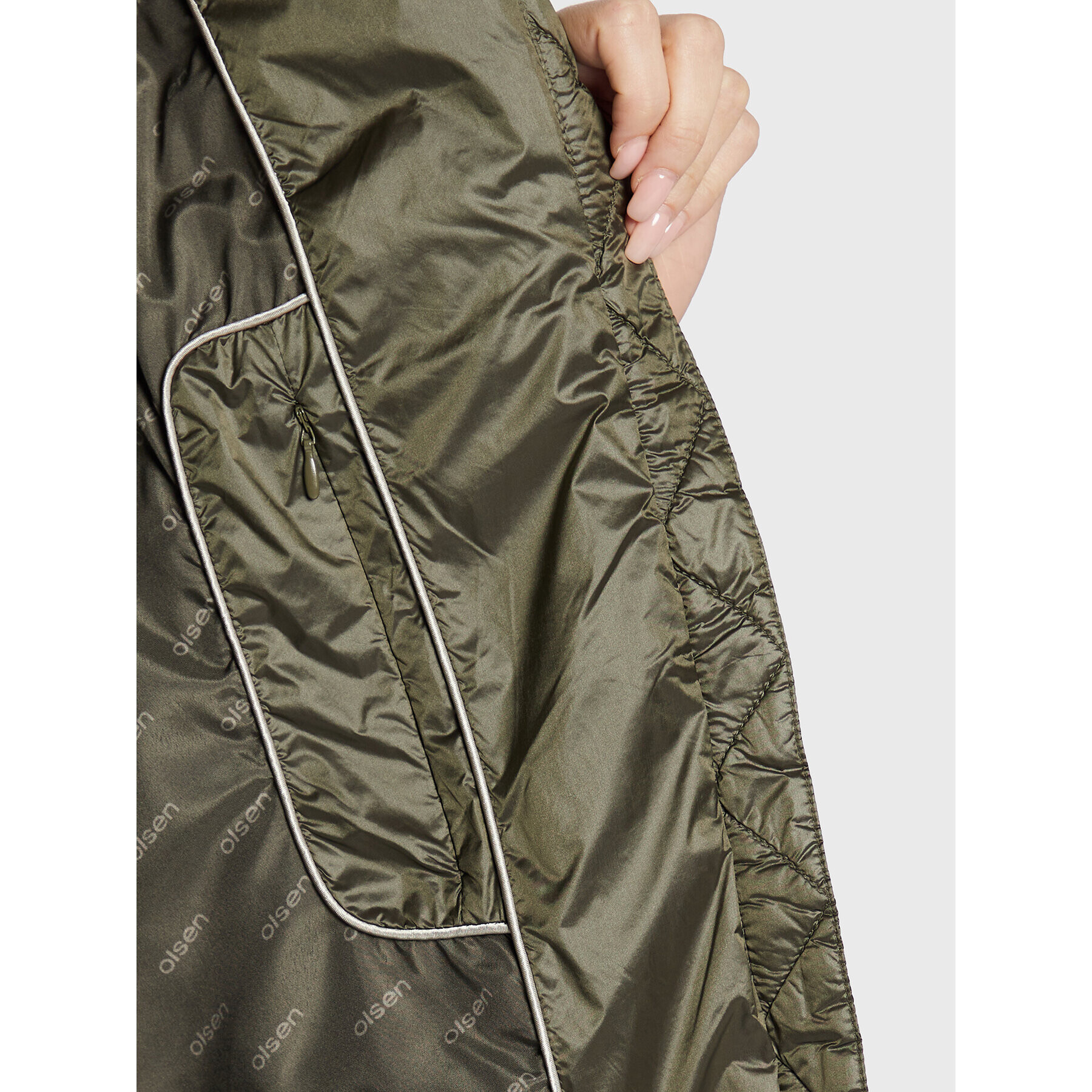 Olsen Пухено яке Urban Adventure 15101379 Зелен Regular Fit - Pepit.bg