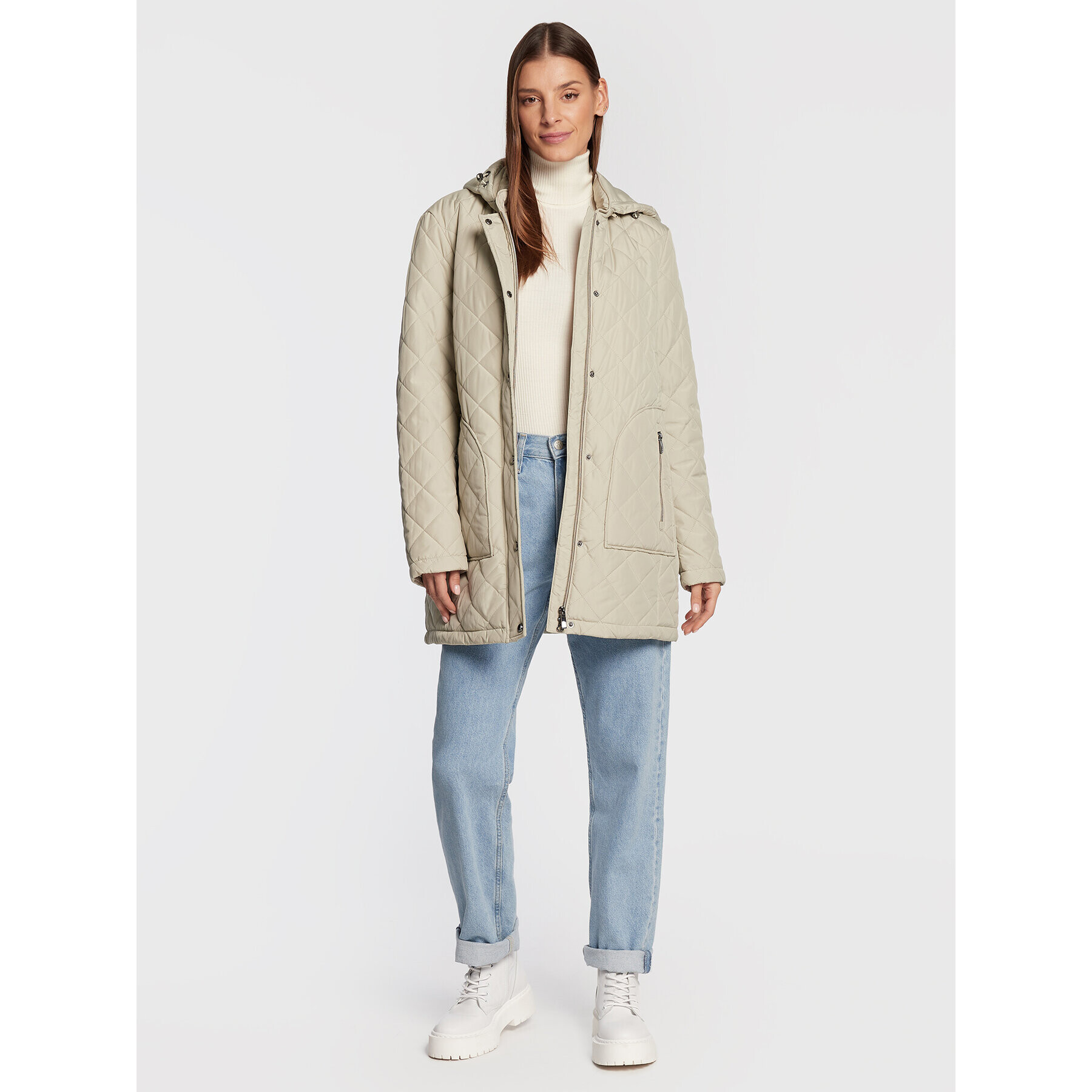 Olsen Пухено яке Paris Prep Out 15101369 Зелен Regular Fit - Pepit.bg