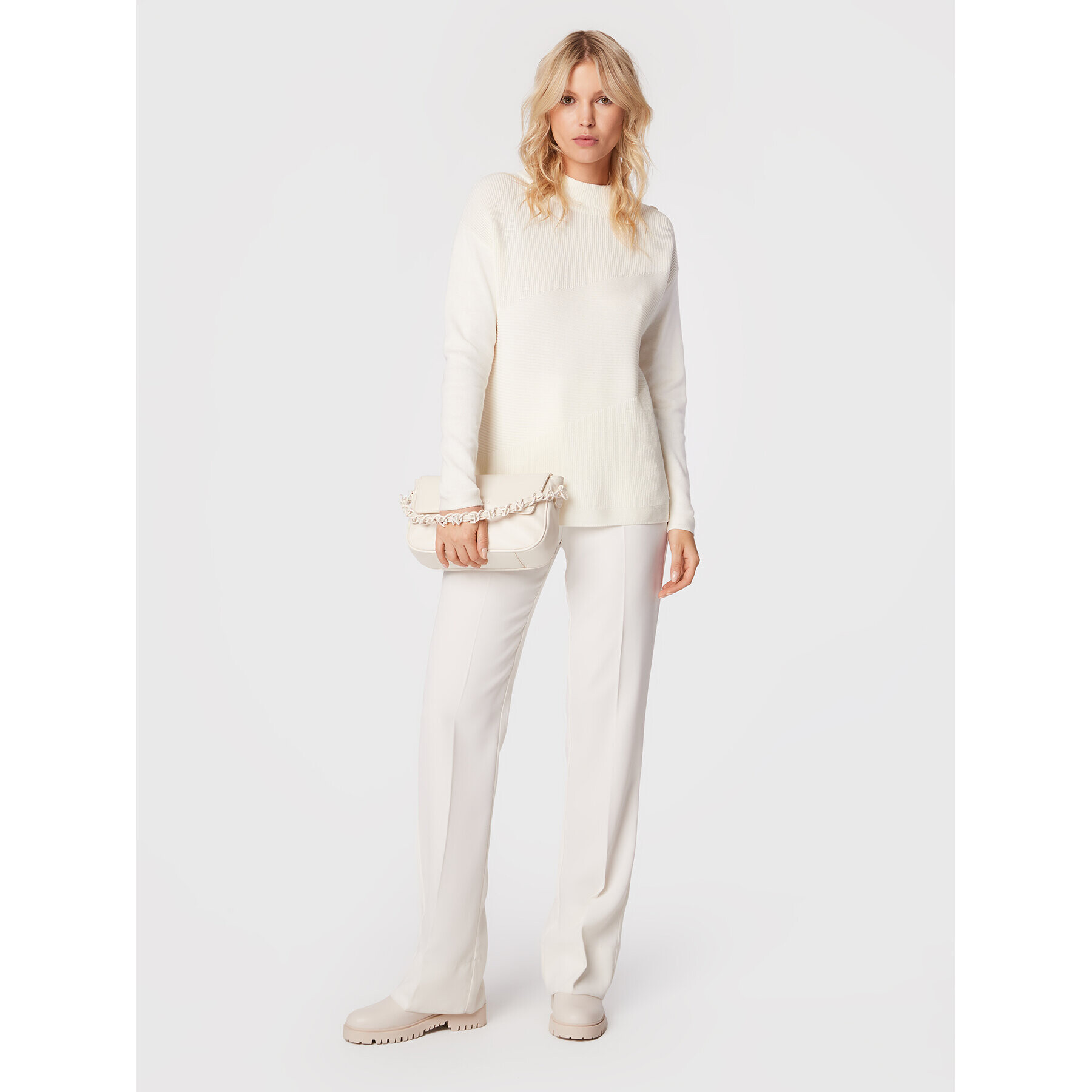 Olsen Пуловер Cora 11003824 Бял Relaxed Fit - Pepit.bg