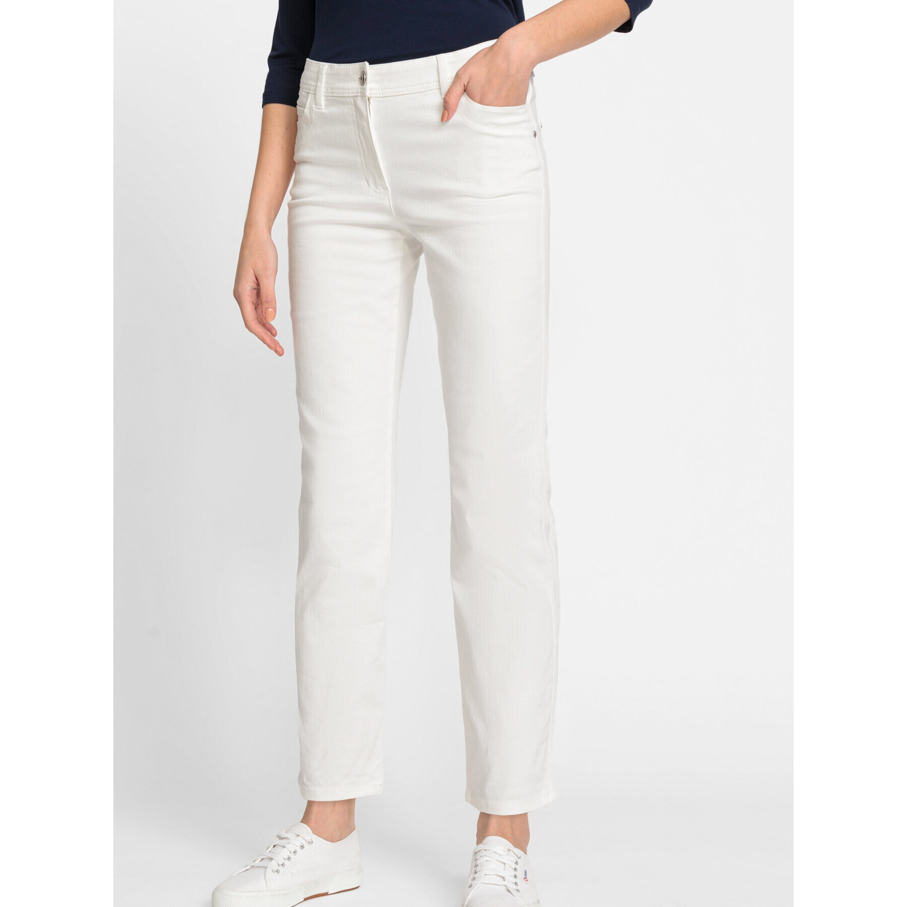 Olsen Текстилни панталони 14002067 Бял Regular Fit - Pepit.bg