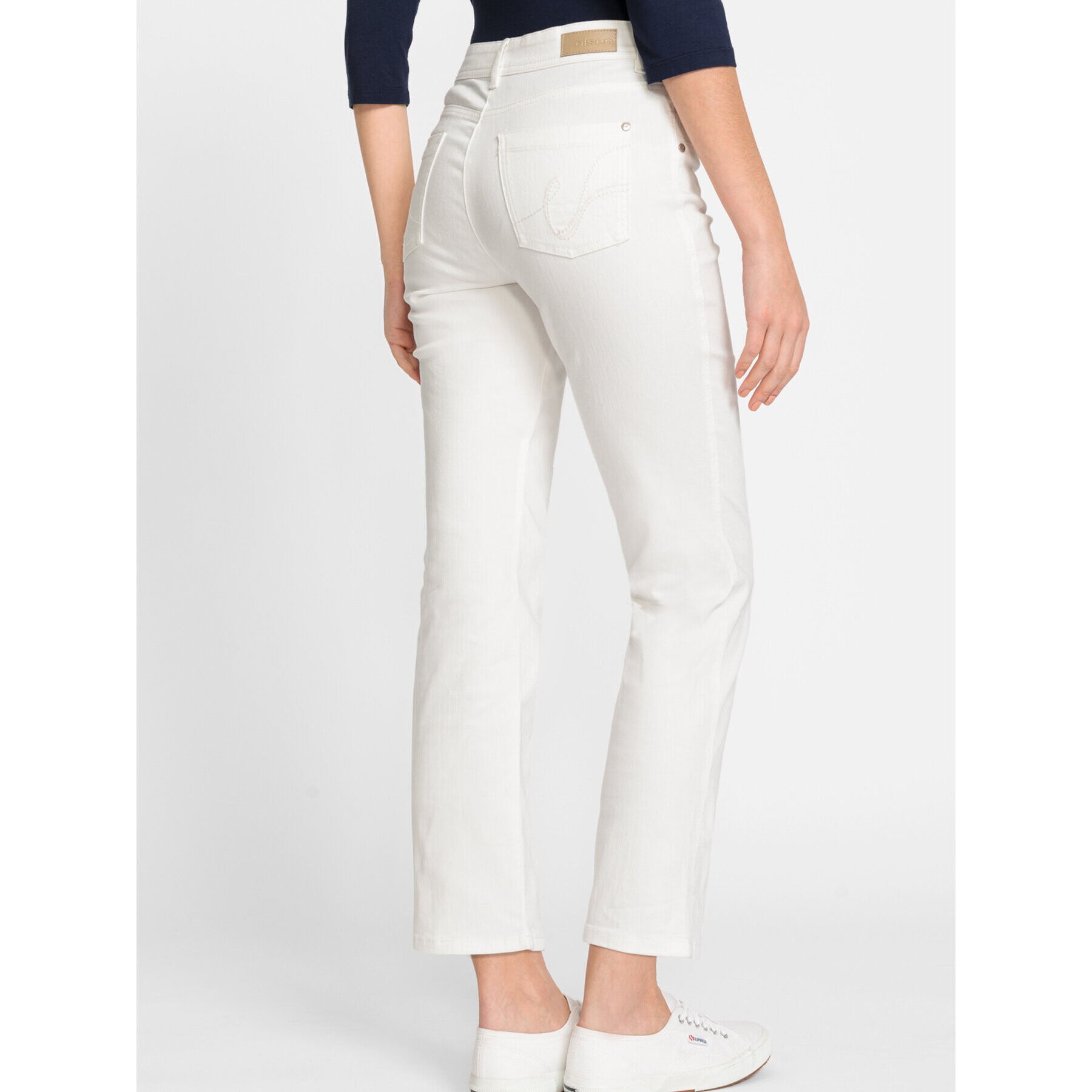 Olsen Текстилни панталони 14002067 Бял Regular Fit - Pepit.bg