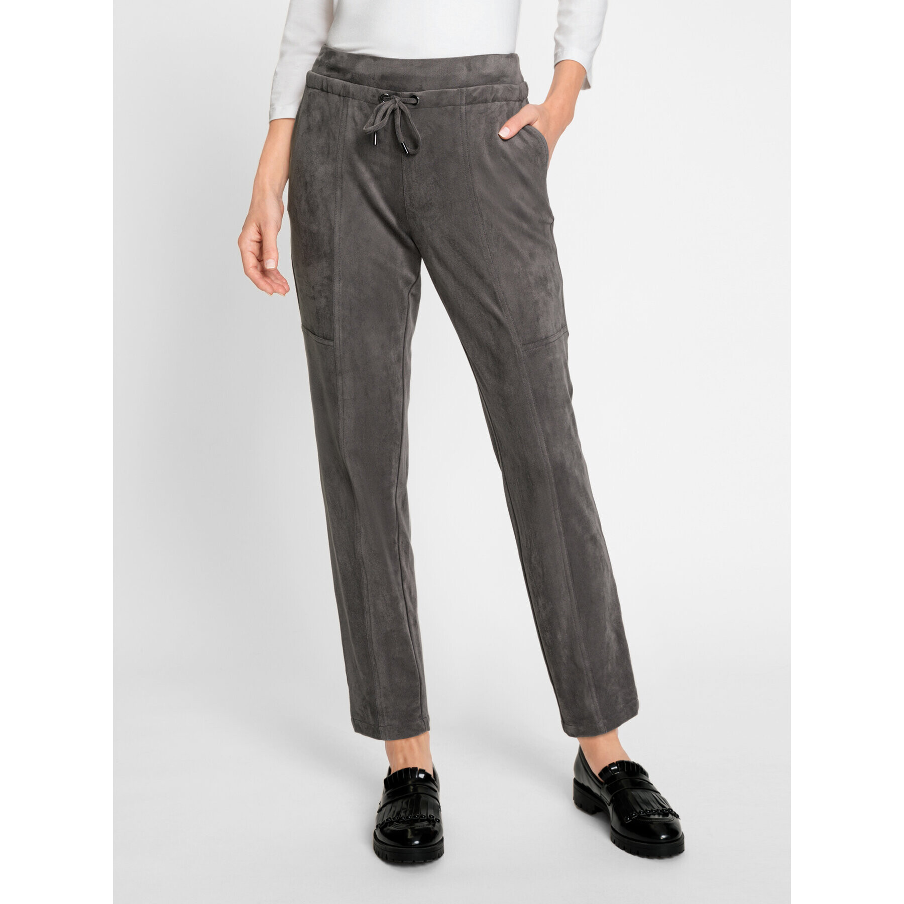 Olsen Текстилни панталони Lisa 14002007 Сив Regular Fit - Pepit.bg