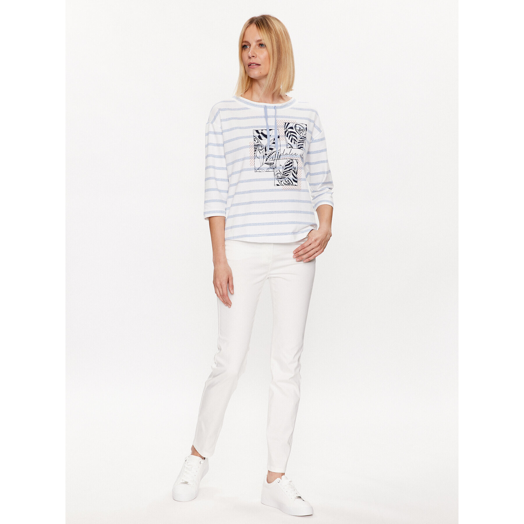 Olsen Текстилни панталони Mona 14000620 Бял Slim Fit - Pepit.bg