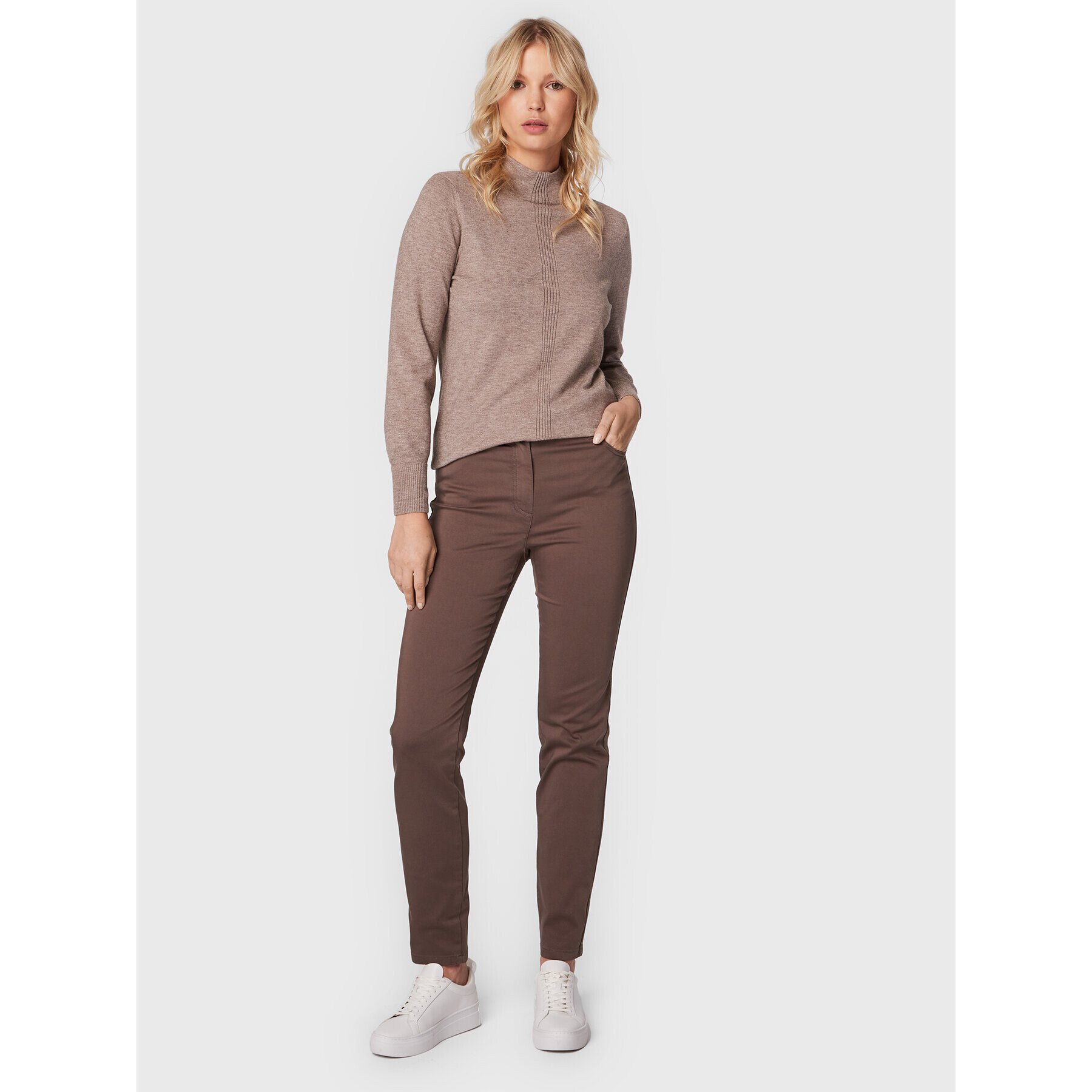 Olsen Текстилни панталони Mona 14000620 Кафяв Slim Fit - Pepit.bg