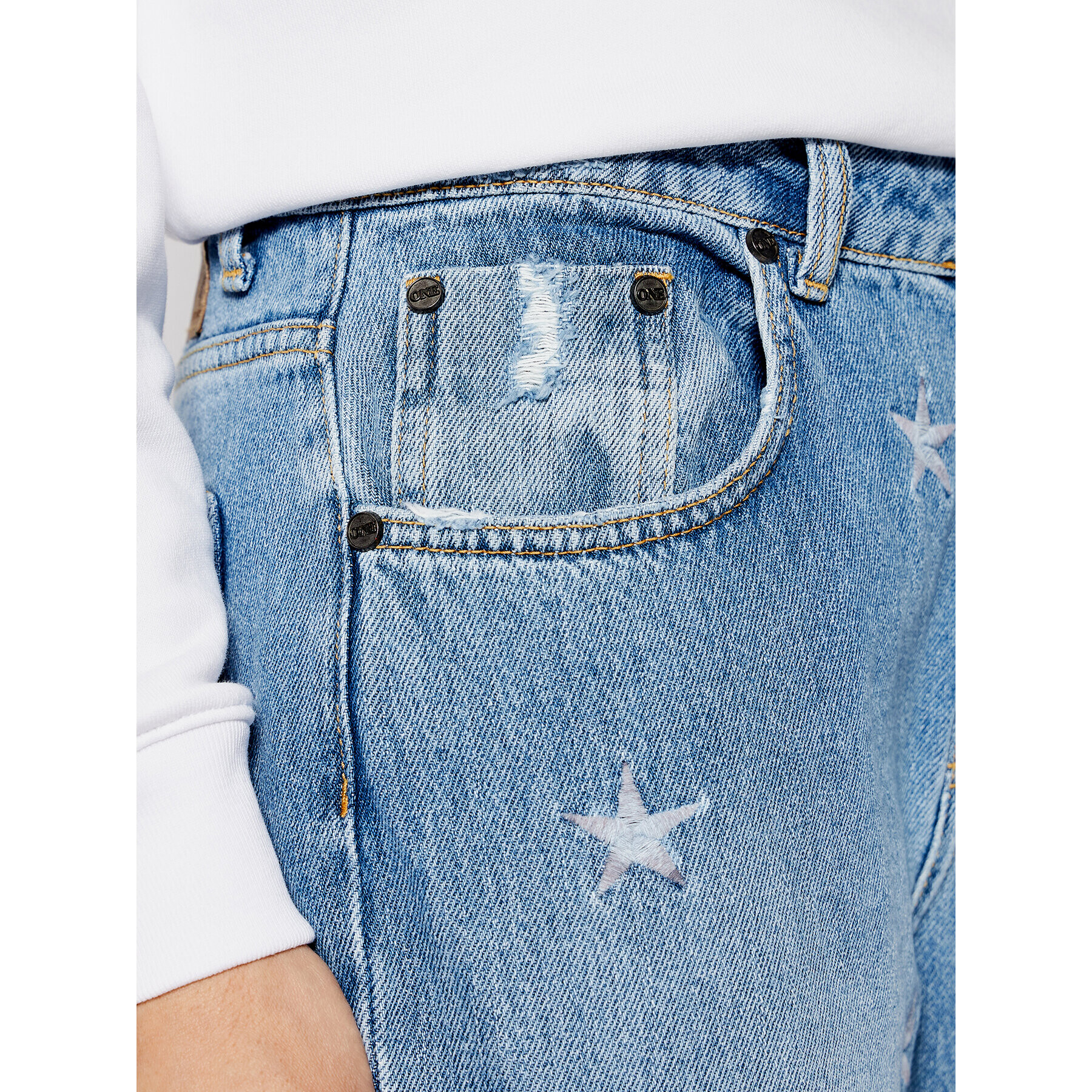 One Teaspoon Дънки Pac Star Awe Bag 23631 Син Straight Leg - Pepit.bg
