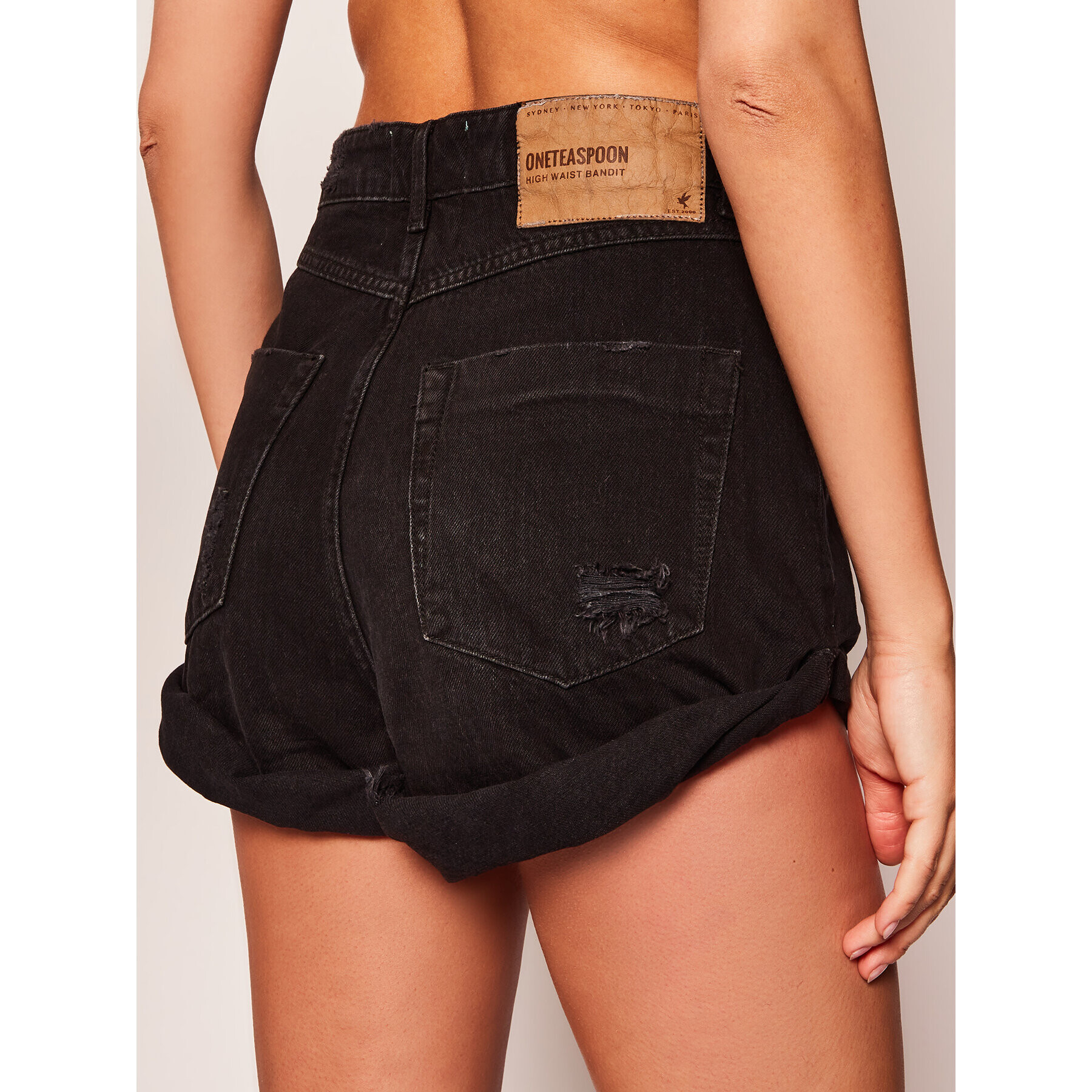 One Teaspoon Дънкови шорти Bandits High Waist 22977 Черен Regular Fit - Pepit.bg