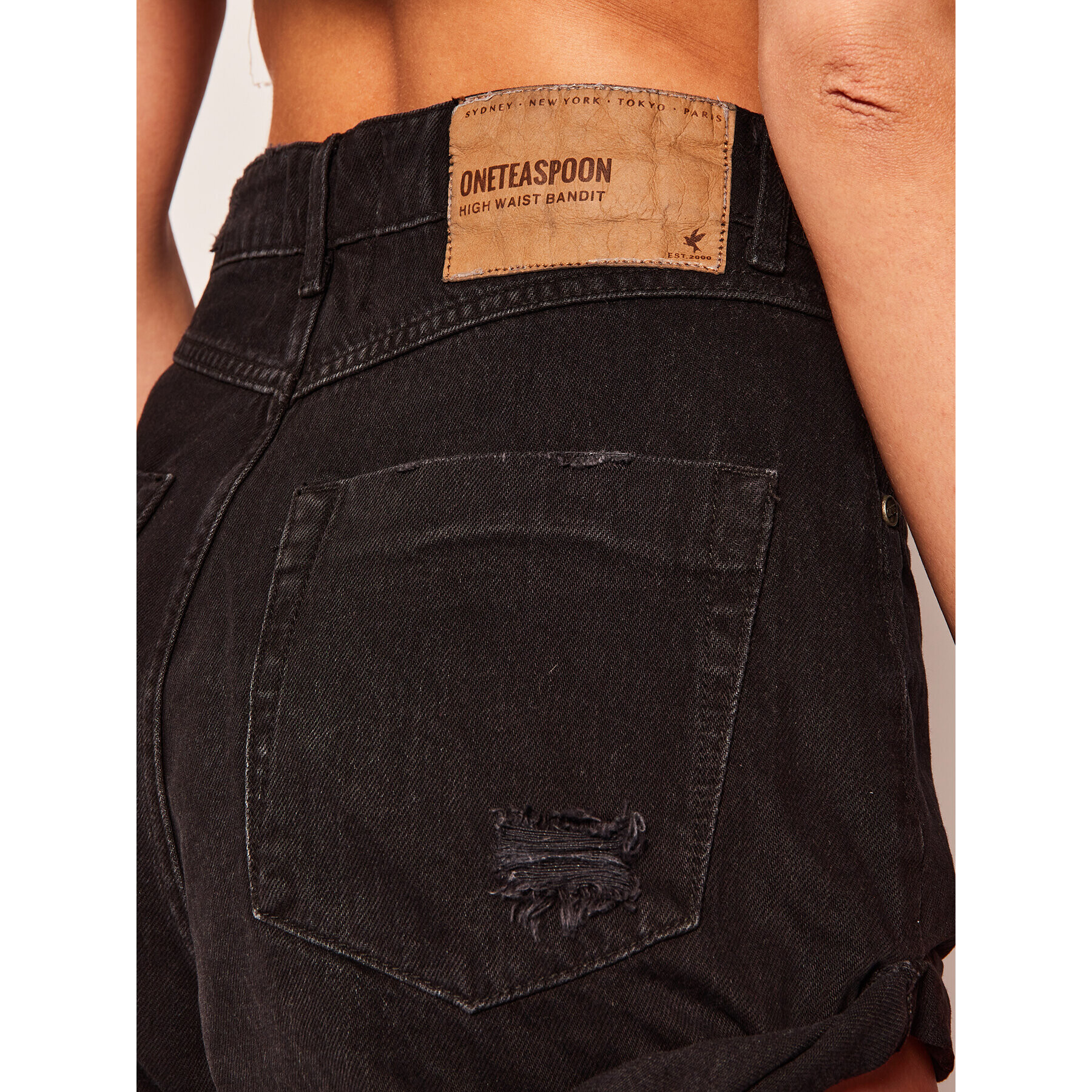 One Teaspoon Дънкови шорти Bandits High Waist 22977 Черен Regular Fit - Pepit.bg