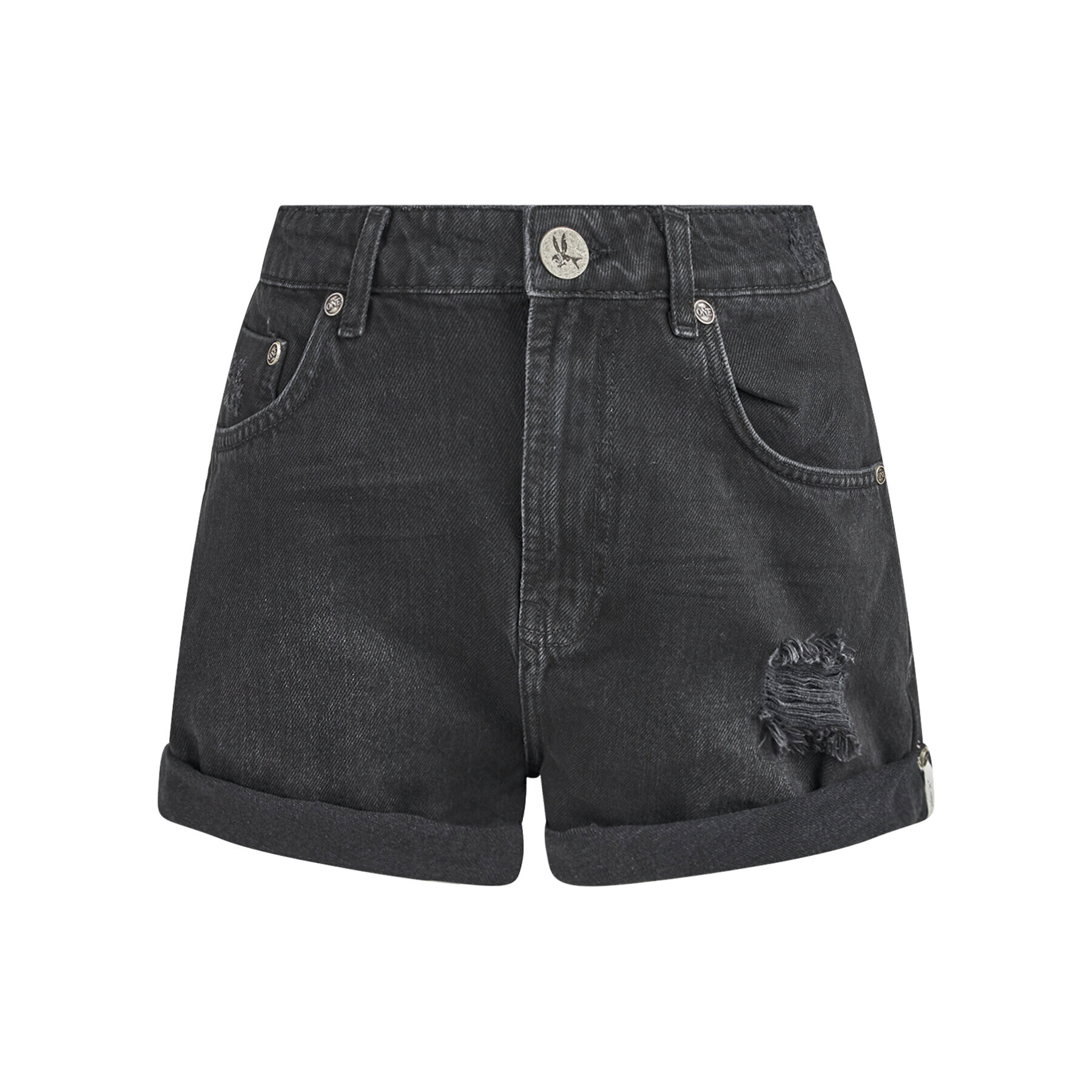 One Teaspoon Дънкови шорти Bandits High Waist 22977 Черен Regular Fit - Pepit.bg