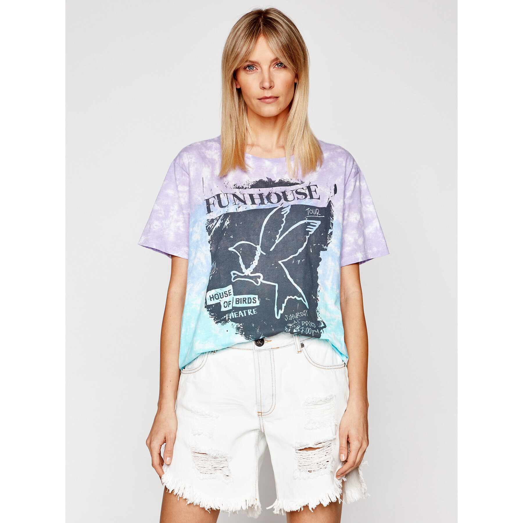 One Teaspoon Тишърт Fun House Boyfriend Tee 23903 Син Boyfriend Fit - Pepit.bg