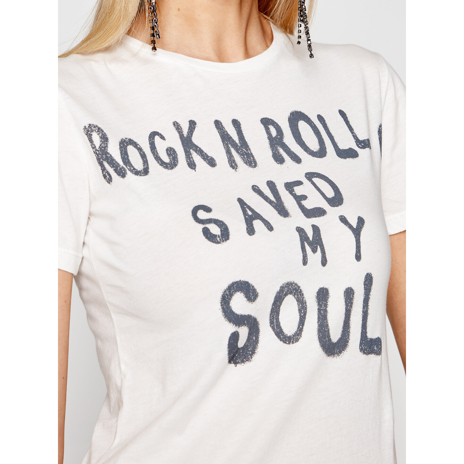 One Teaspoon Тишърт Rock & Roll 23904 Бял Fitted Fit - Pepit.bg