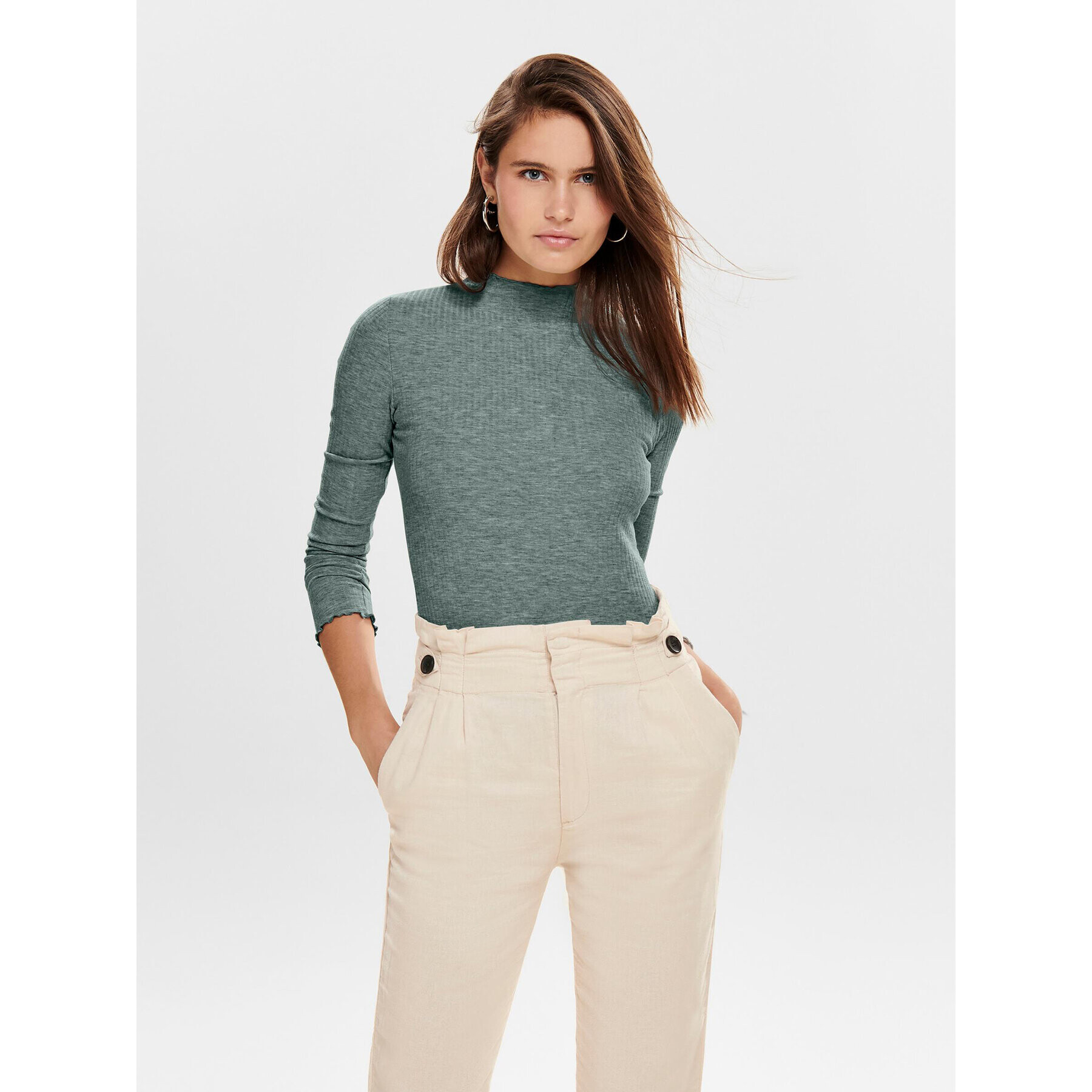 ONLY Блуза Emma 15180040 Зелен Slim Fit - Pepit.bg
