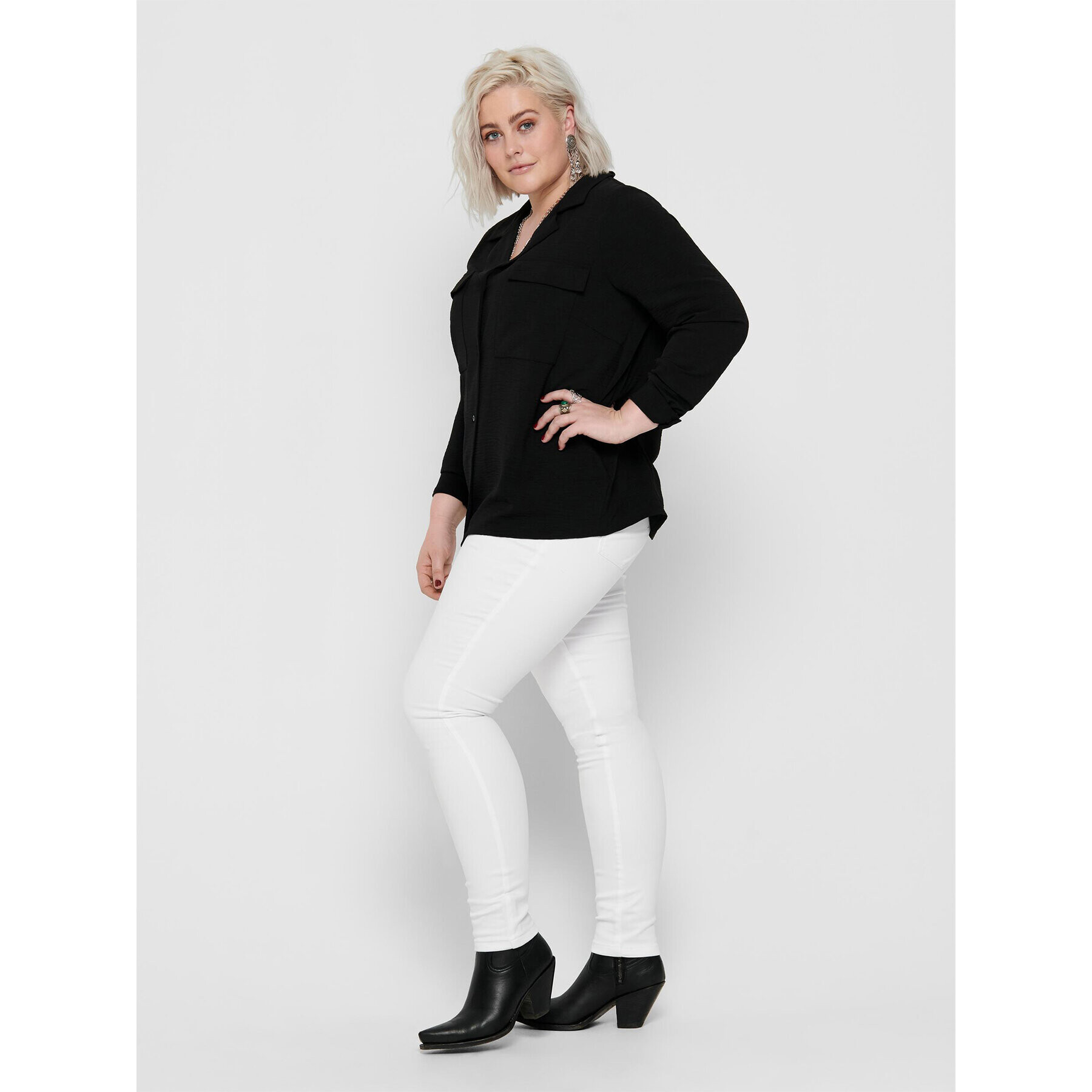 ONLY Carmakoma Дънки 15197368 Бял Skinny Fit - Pepit.bg