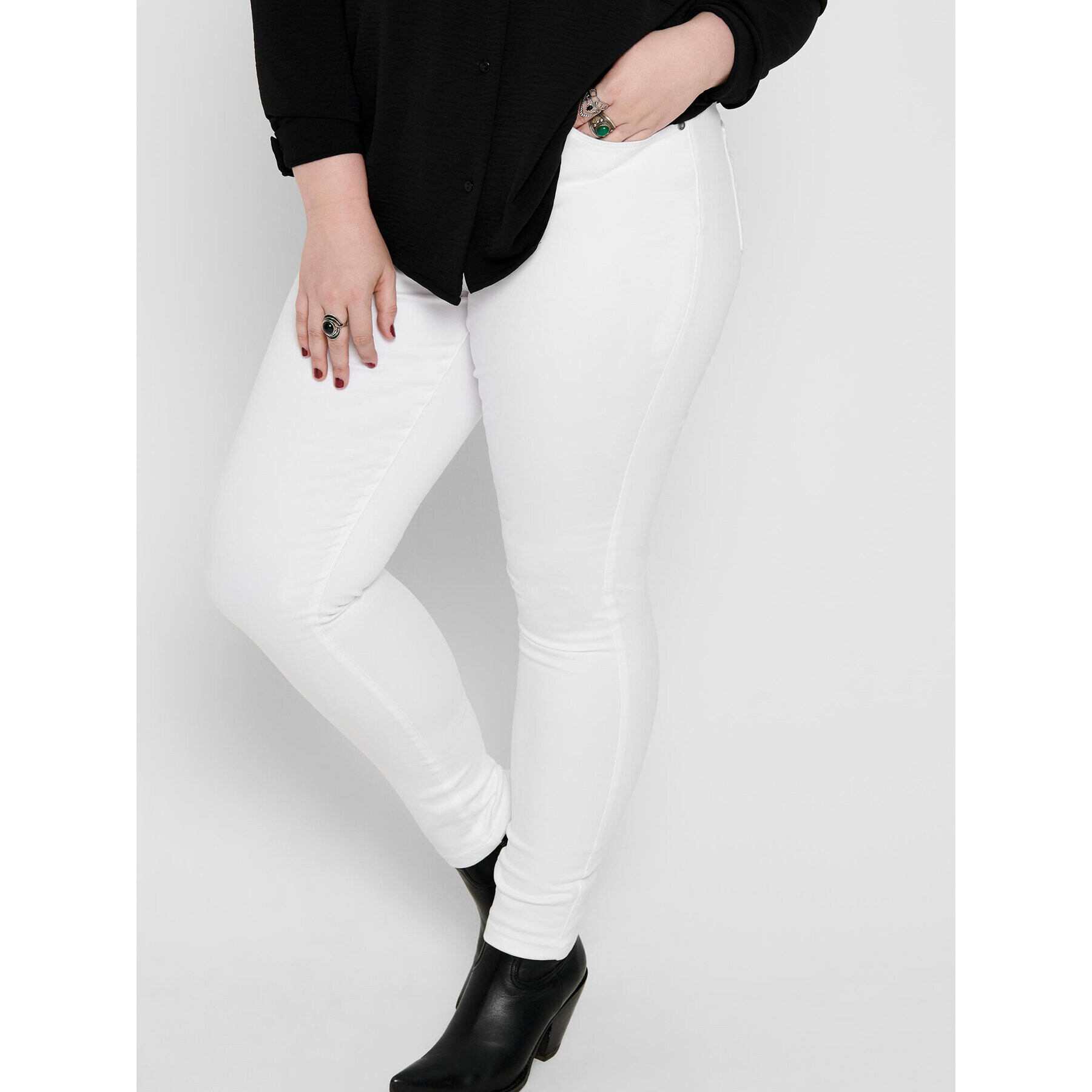 ONLY Carmakoma Дънки 15197368 Бял Skinny Fit - Pepit.bg