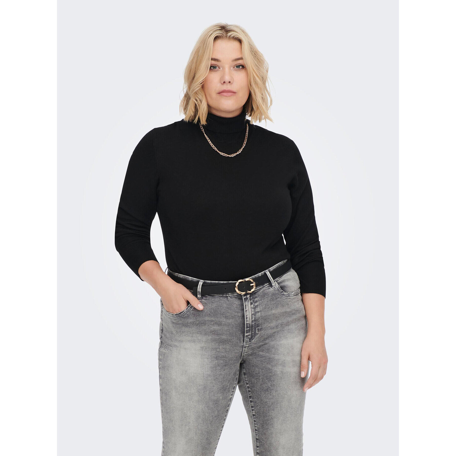 ONLY Carmakoma Поло 15277680 Черен Slim Fit - Pepit.bg