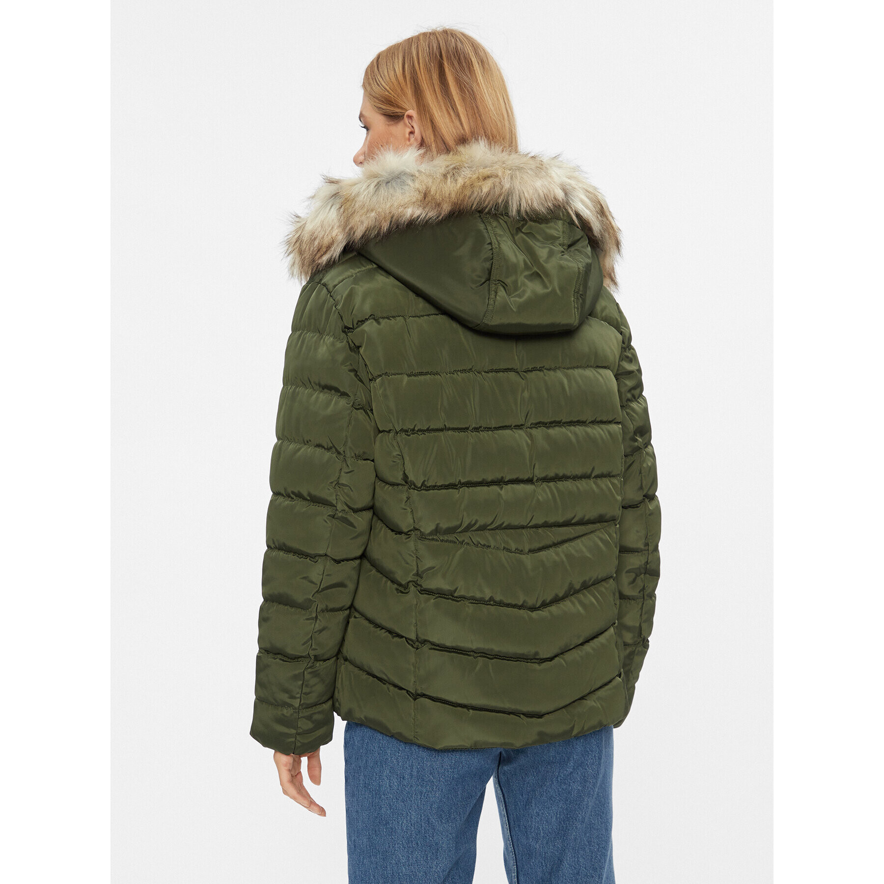 ONLY Carmakoma Пухено яке 15305702 Зелен Regular Fit - Pepit.bg