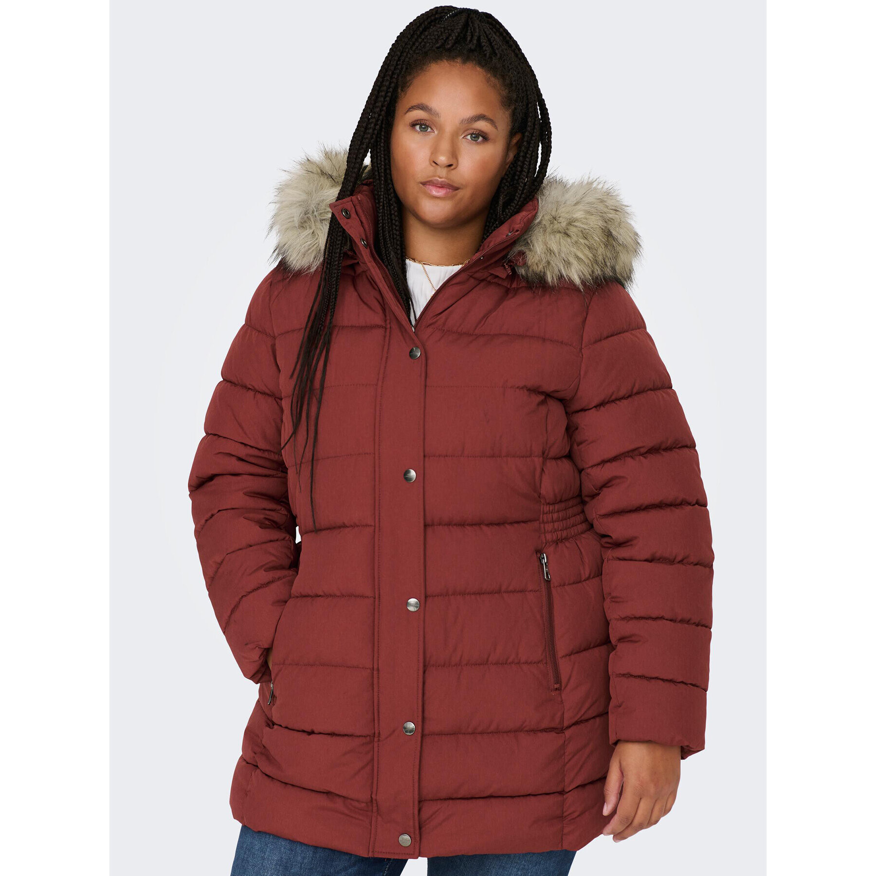 ONLY Carmakoma Пухено яке Luna 15206227 Червен Regular Fit - Pepit.bg