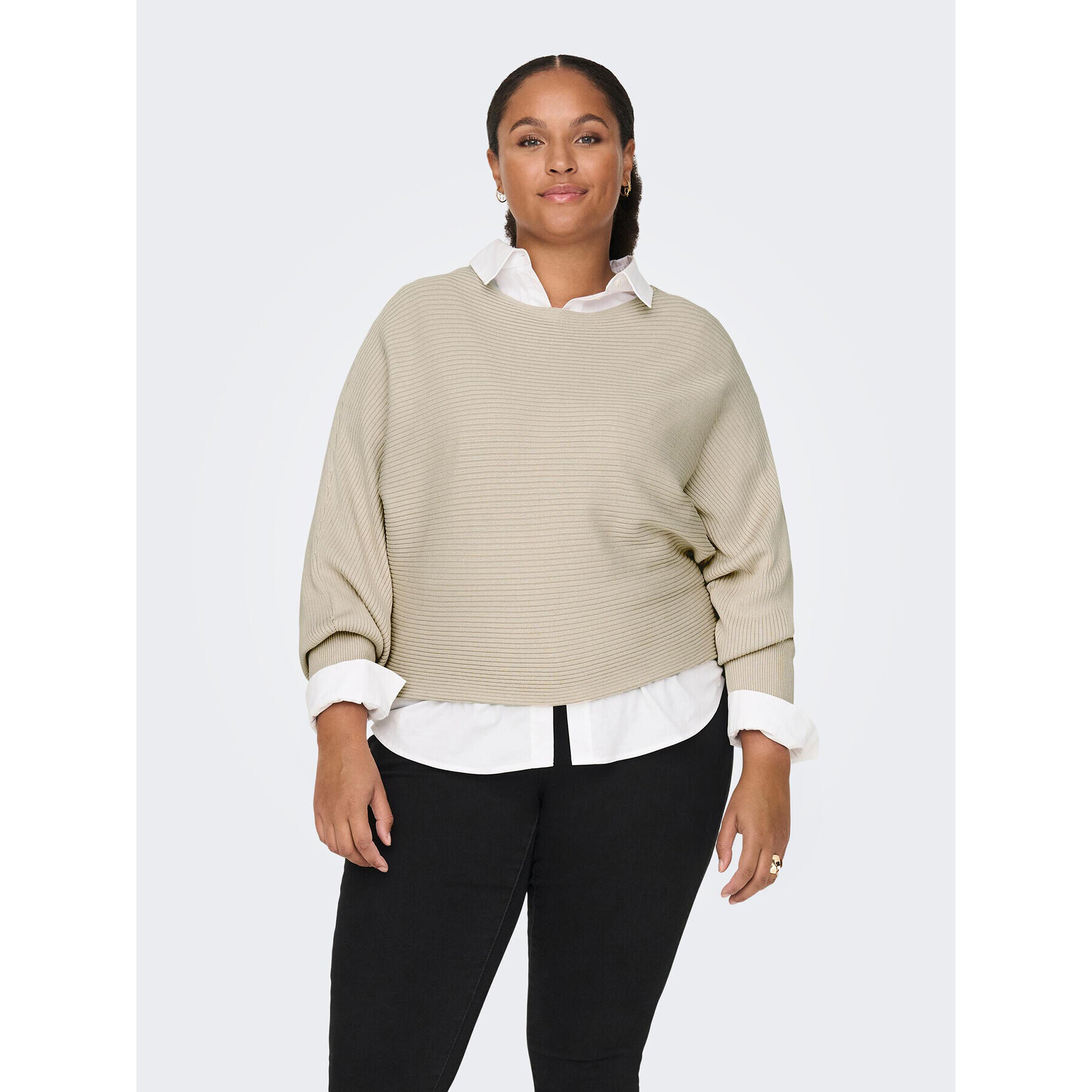 ONLY Carmakoma Пуловер Adaline Life 15257227 Бежов Regular Fit - Pepit.bg