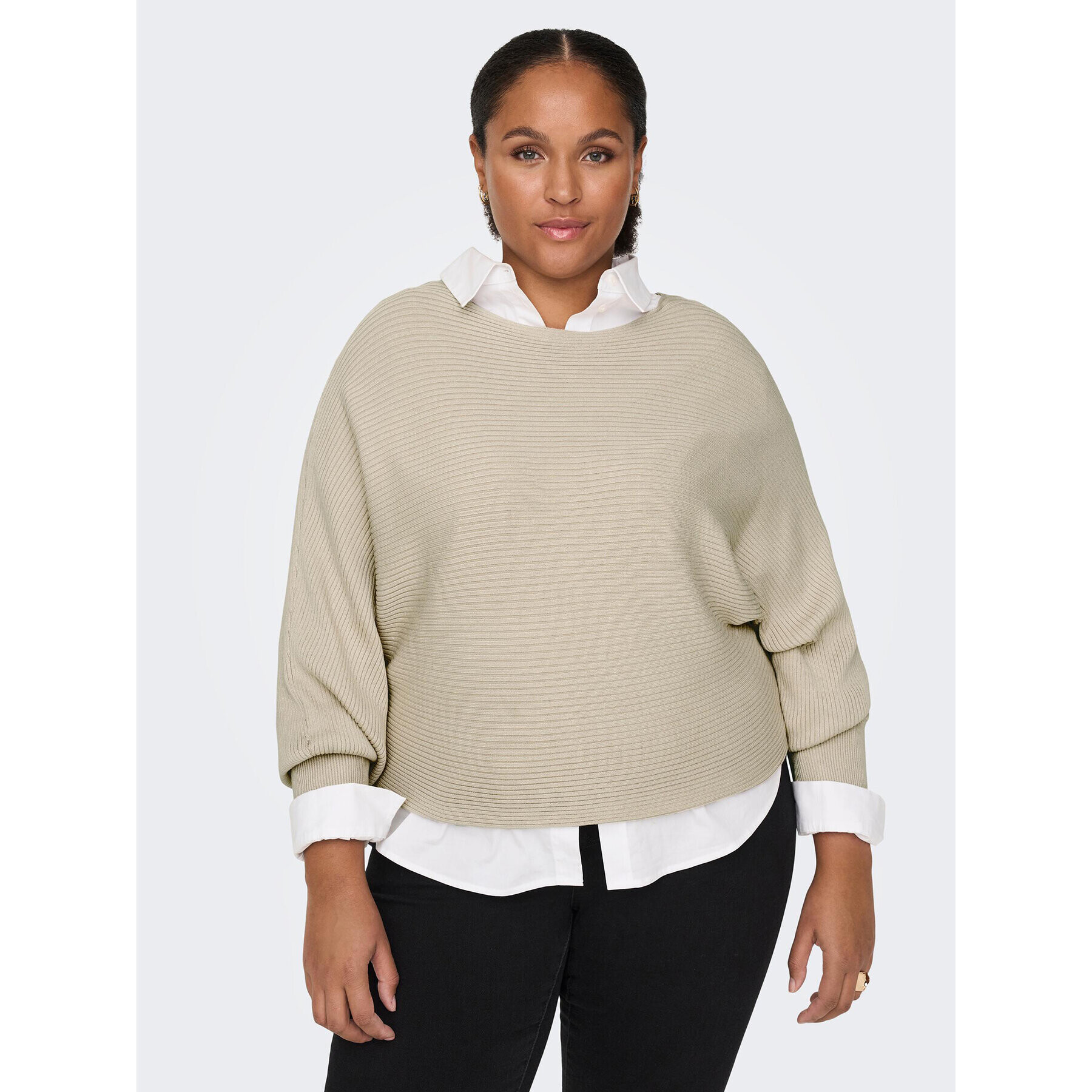 ONLY Carmakoma Пуловер Adaline Life 15257227 Бежов Regular Fit - Pepit.bg