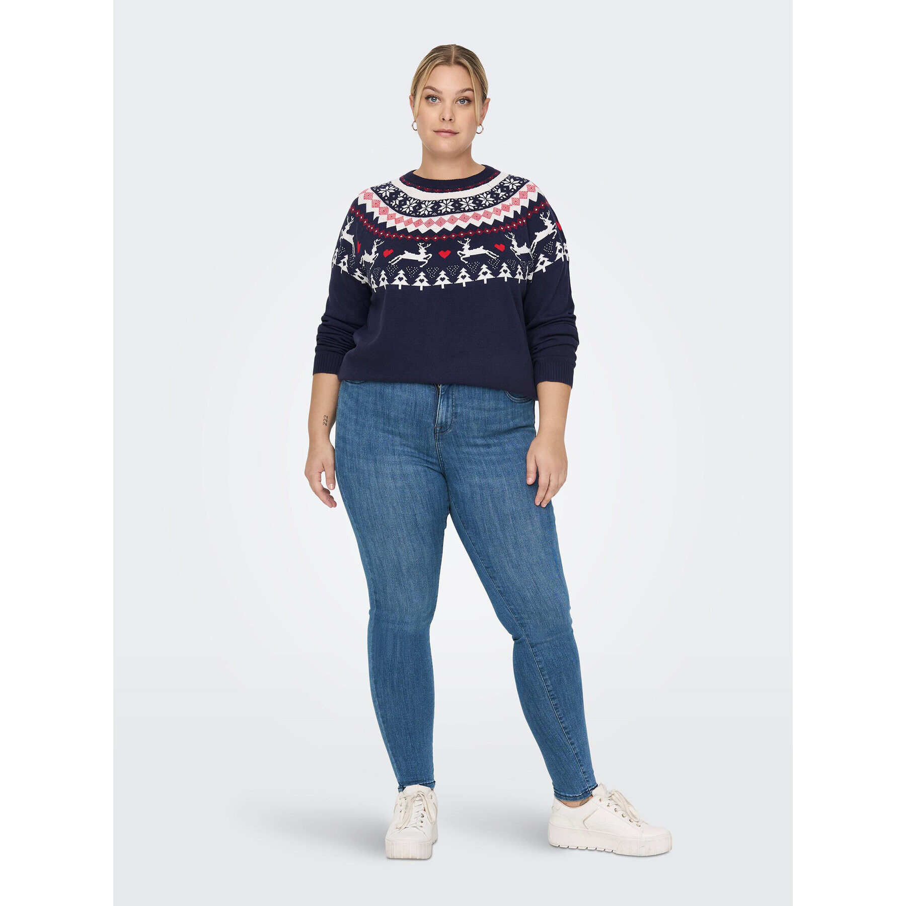 ONLY Carmakoma Пуловер Snow 15273632 Тъмносин Regular Fit - Pepit.bg