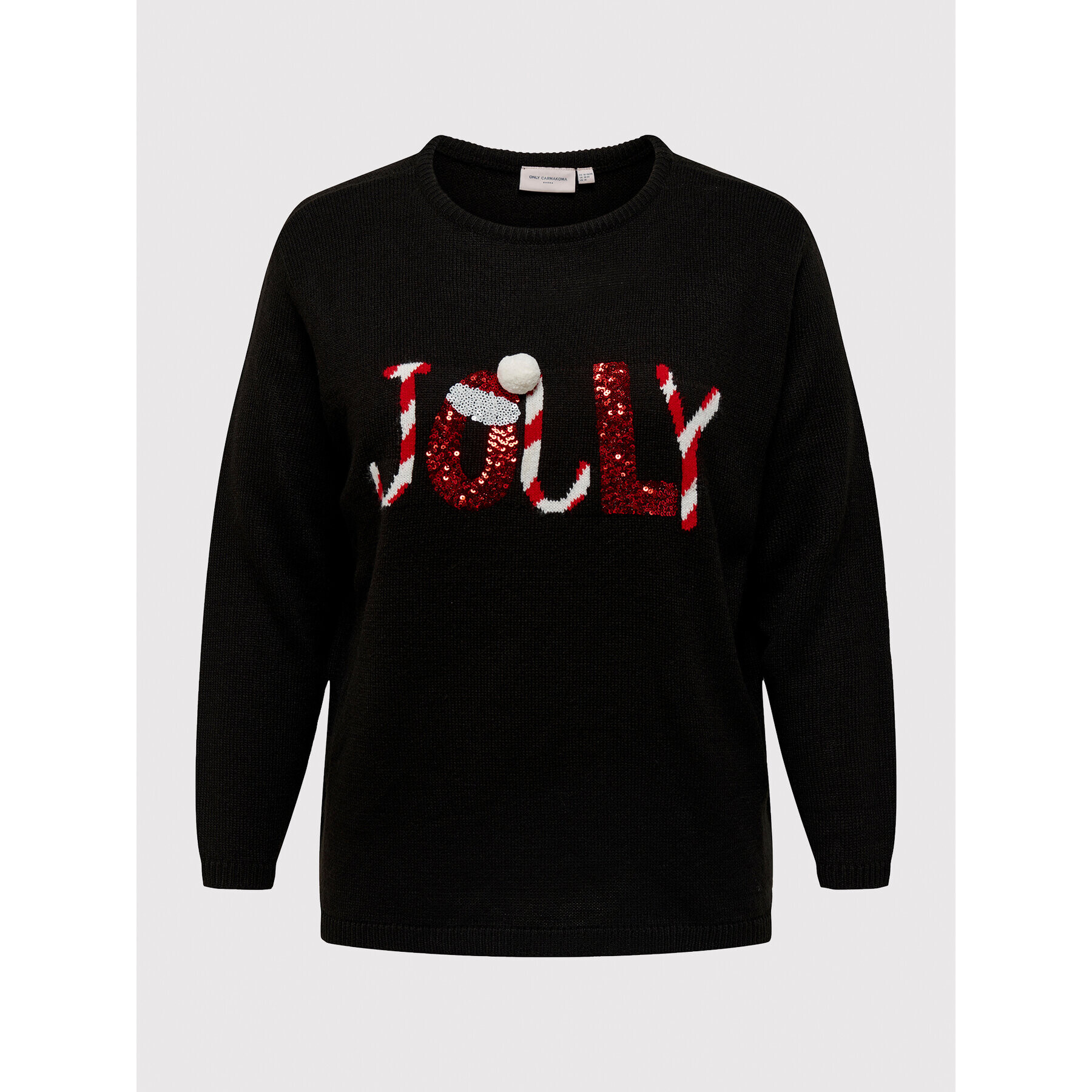 ONLY Carmakoma Пуловер Xmas Jolly 15248268 Черен Regular Fit - Pepit.bg