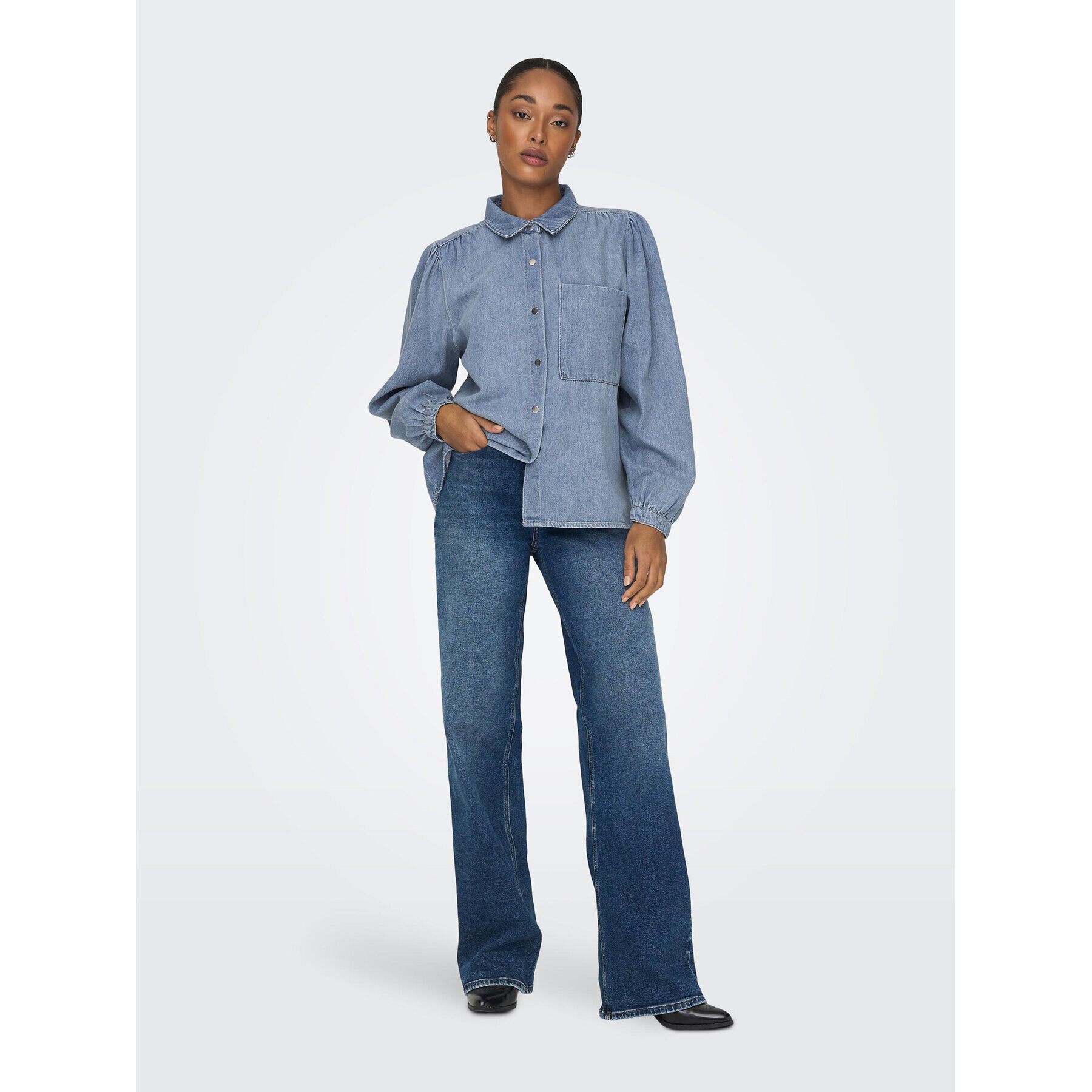 ONLY дънкова риза 15267501 Син Standard Fit - Pepit.bg