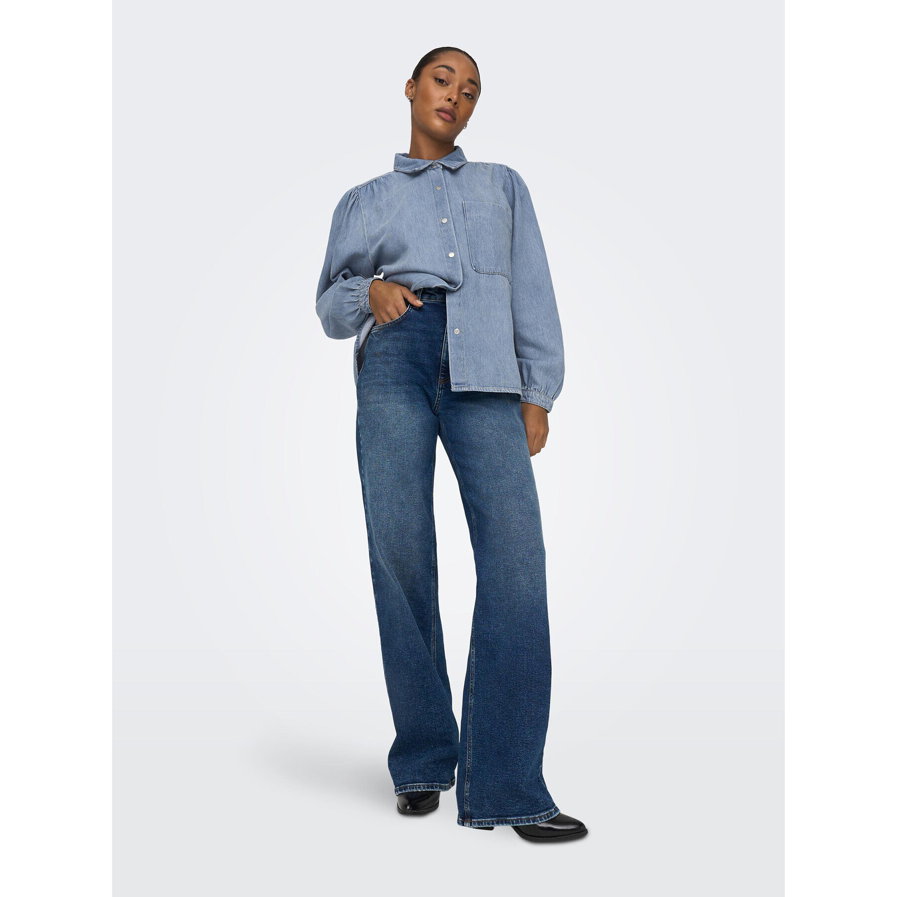 ONLY дънкова риза 15267501 Син Standard Fit - Pepit.bg