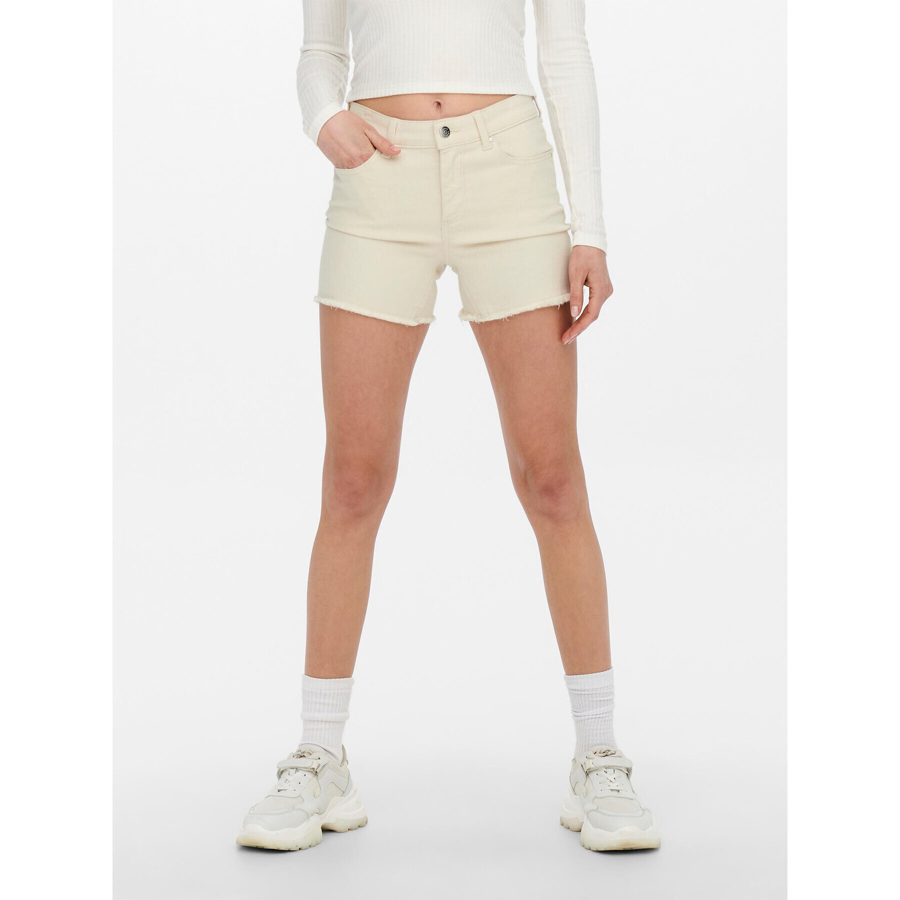 ONLY Дънкови шорти 15196303 Екрю Regular Fit - Pepit.bg