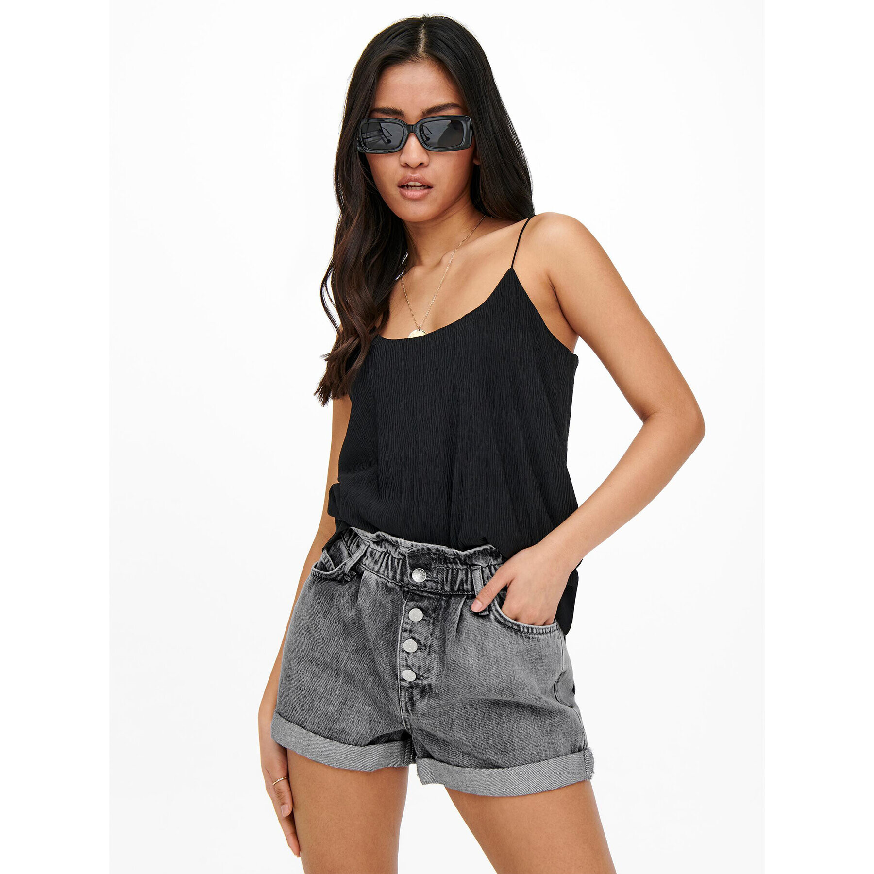 ONLY Дънкови шорти 15200196 Сив Relaxed Fit - Pepit.bg