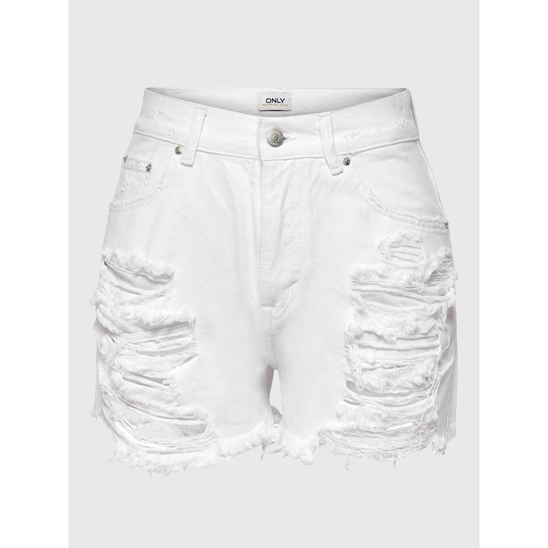 ONLY Дънкови шорти Happy 15261927 Бял Regular Fit - Pepit.bg