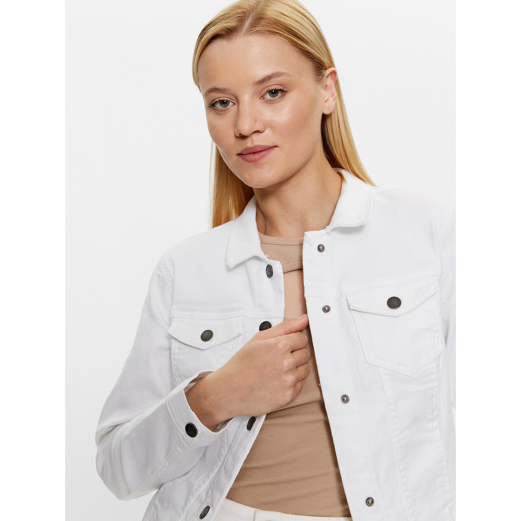 ONLY Дънково яке 15192447 Бял Regular Fit - Pepit.bg