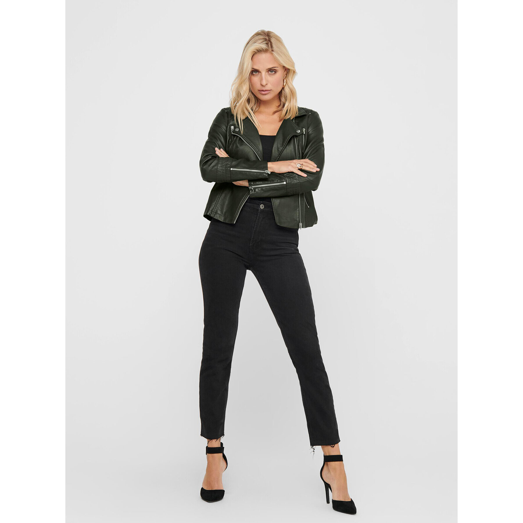 ONLY Яке от имитация на кожа 15153079 Зелен Regular Fit - Pepit.bg