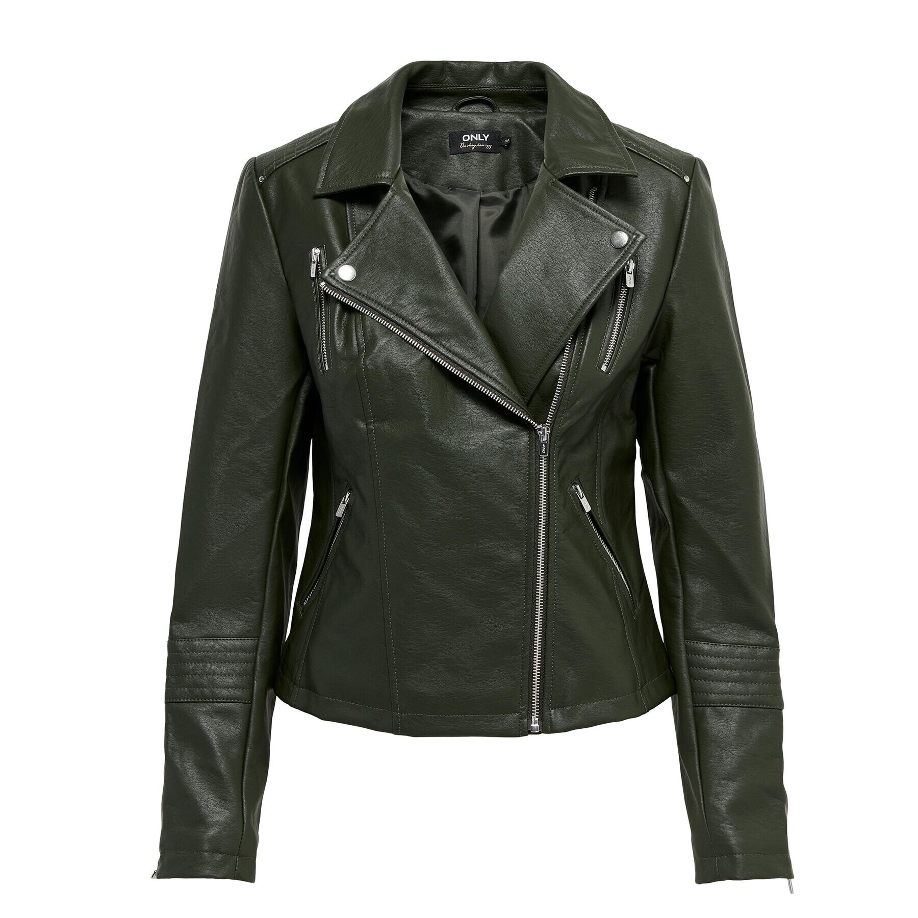 ONLY Яке от имитация на кожа 15153079 Зелен Regular Fit - Pepit.bg