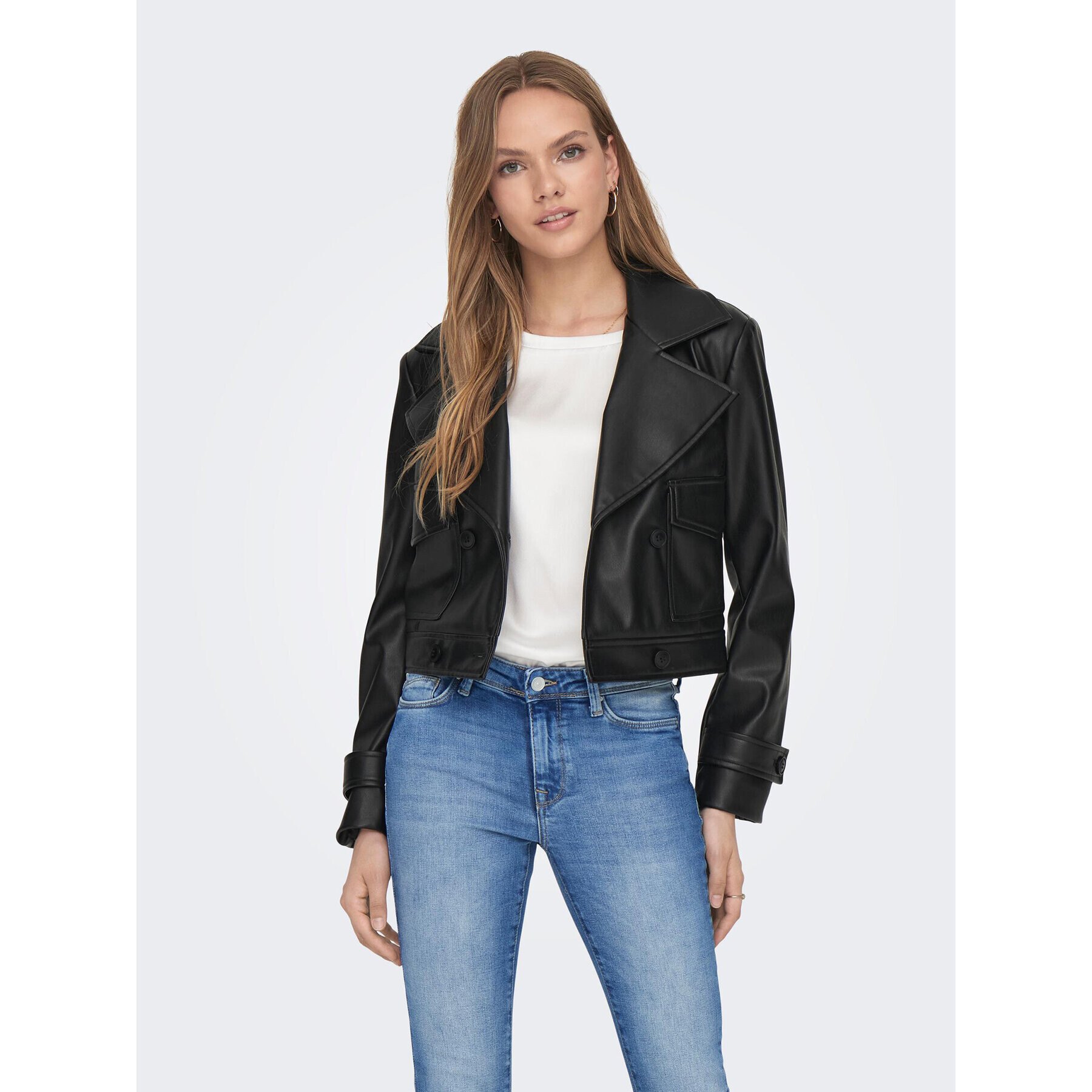 ONLY Яке от имитация на кожа 15293027 Черен Regular Fit - Pepit.bg